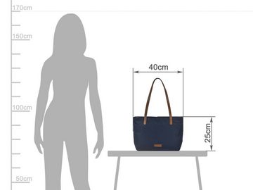 Greenburry Shopper "Diana" Nylon Schultertasche 40x25cm, leicht, kompakt, praktisch, lange Gurte, blau