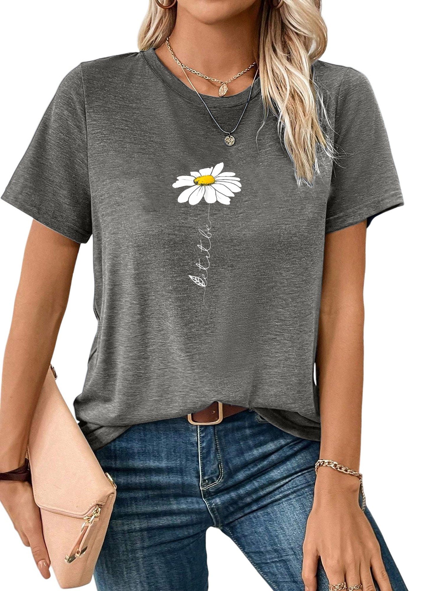 PYL Kurzarmshirt Damen Sommer Kurzarmbluse Locker günstig online kaufen