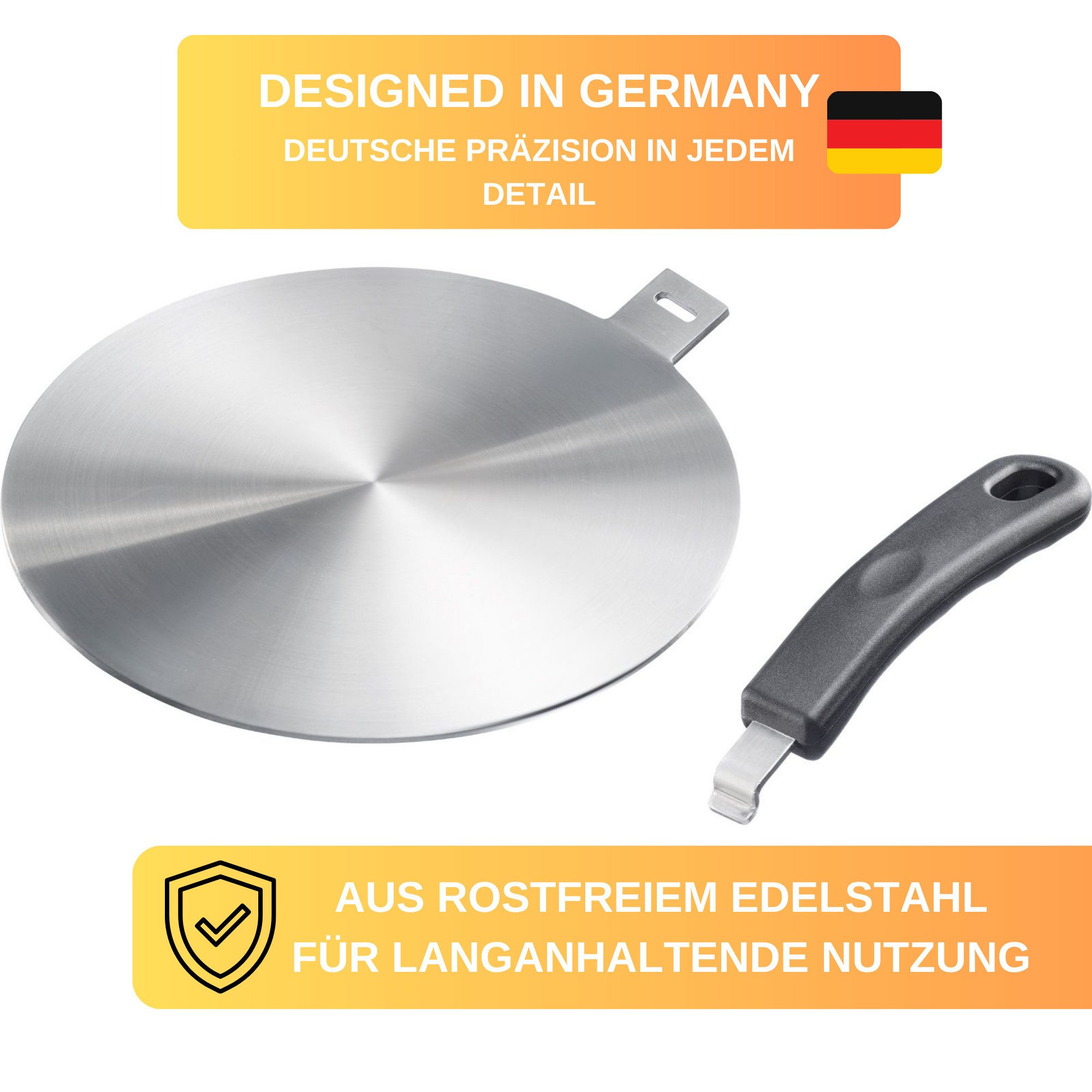 Thiru Einzel-Induktionskochplatte Adapter für nicht-magnetische Töpfe und Pfannen mit abnehmbaren Griff