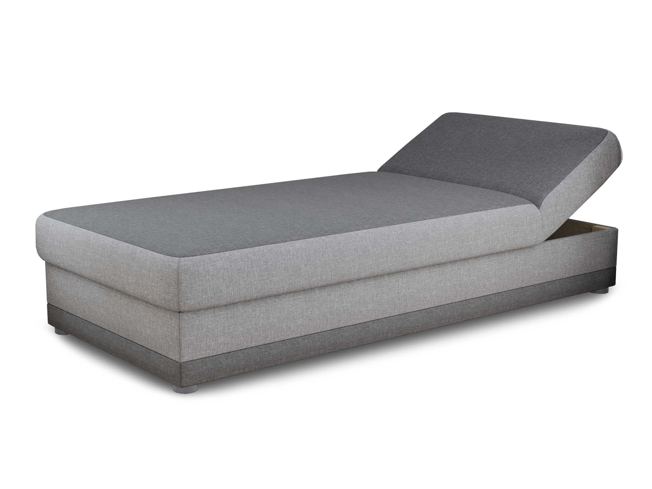 Sofnet Polsterbett Andre (mit Bettkasten und Bonell-Matratze), Einzelbett, Kinderbett, Schlafsofa - Regulierbarer Rückenlehne