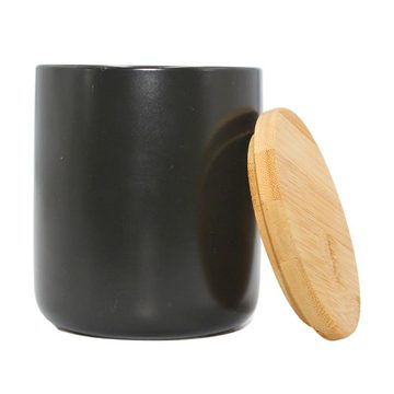Dekohelden24 Aufbewahrungsdose Vorratsdose / Utensiliendose/ Dose aus Keramik mit Bambusdeckel, versc (1 St)