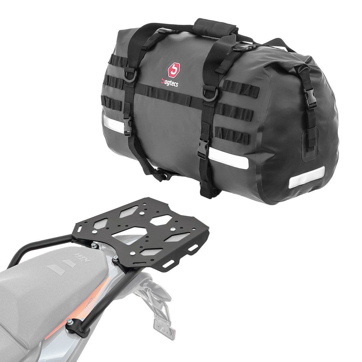 Bagtecs Topcase Set Gepäckbrücke + Hecktasche 50L passend für KTM 390 Adventure 20-24