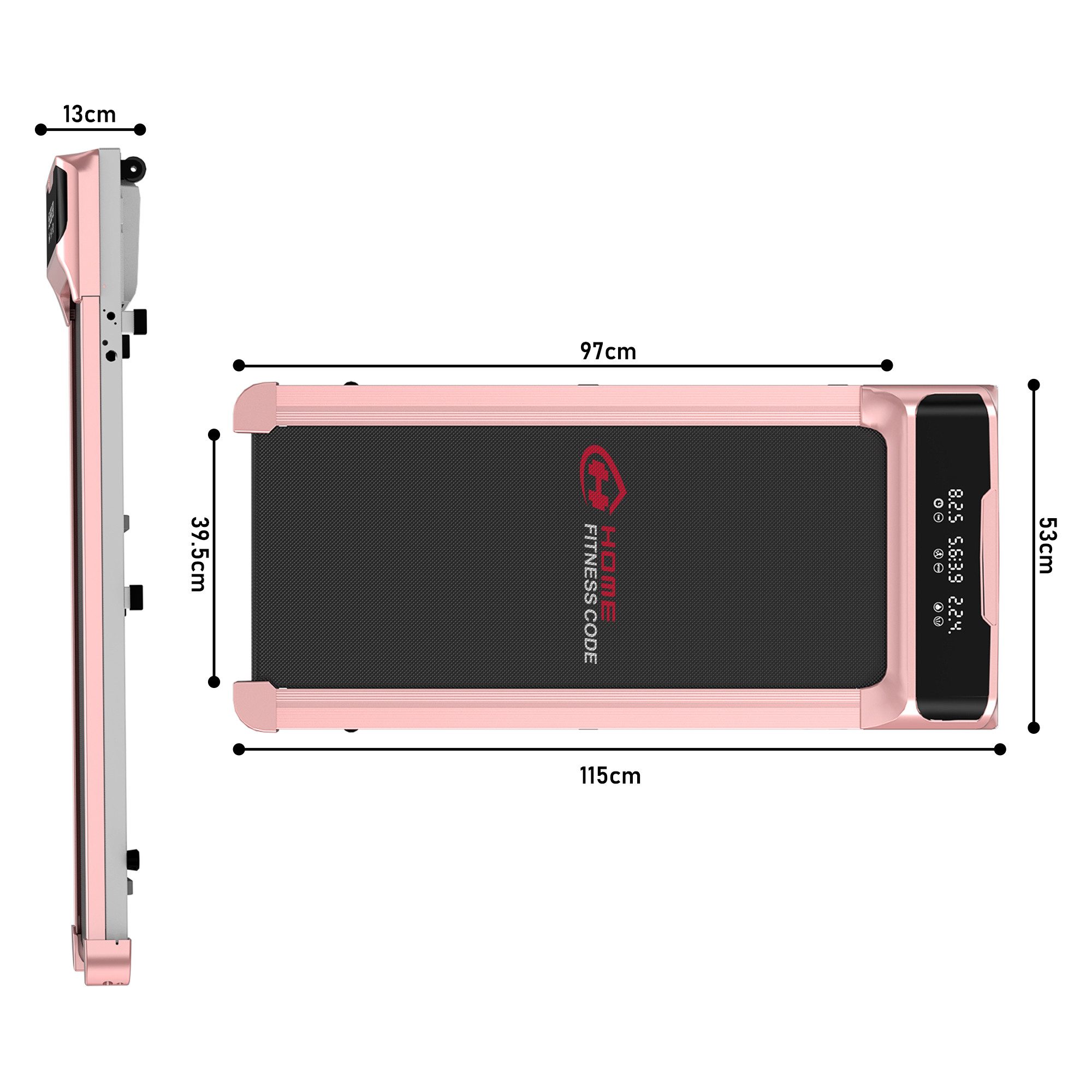 HOMEFITNESSCODE Laufband Tragbares Laufbänder – 2-in-1-Walkingpad Elektrisch (Transportrollen – Lauffläche 39 x 97 cm – Bis 120KG), 1–10 km/h einstellbar – Bürstenloser Motor 2,5 PS – mit LED-Display