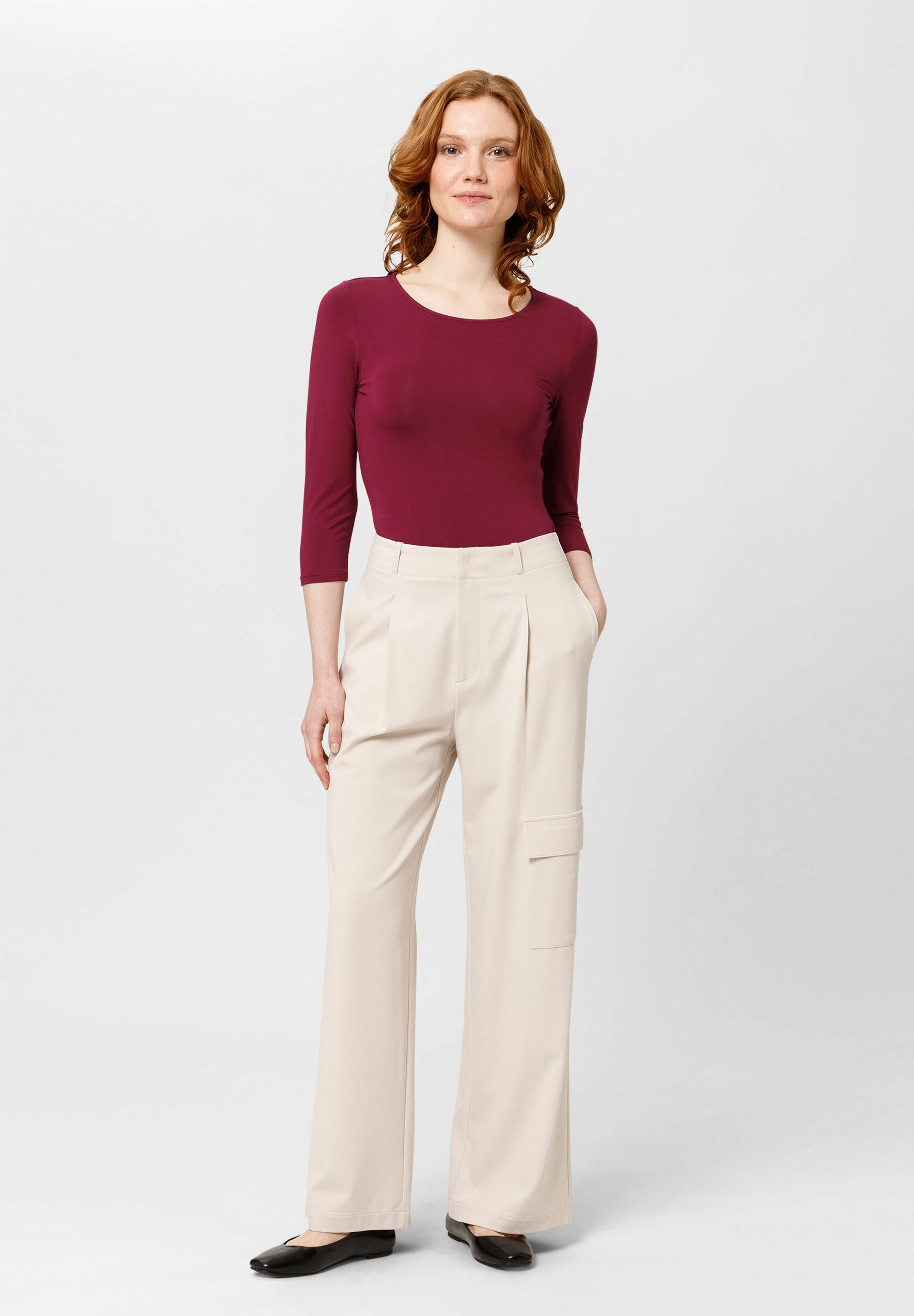 Les Lunes Cargohose ARIAA Pants Wide Leg fließendes Material im Marlene Hosen Stil