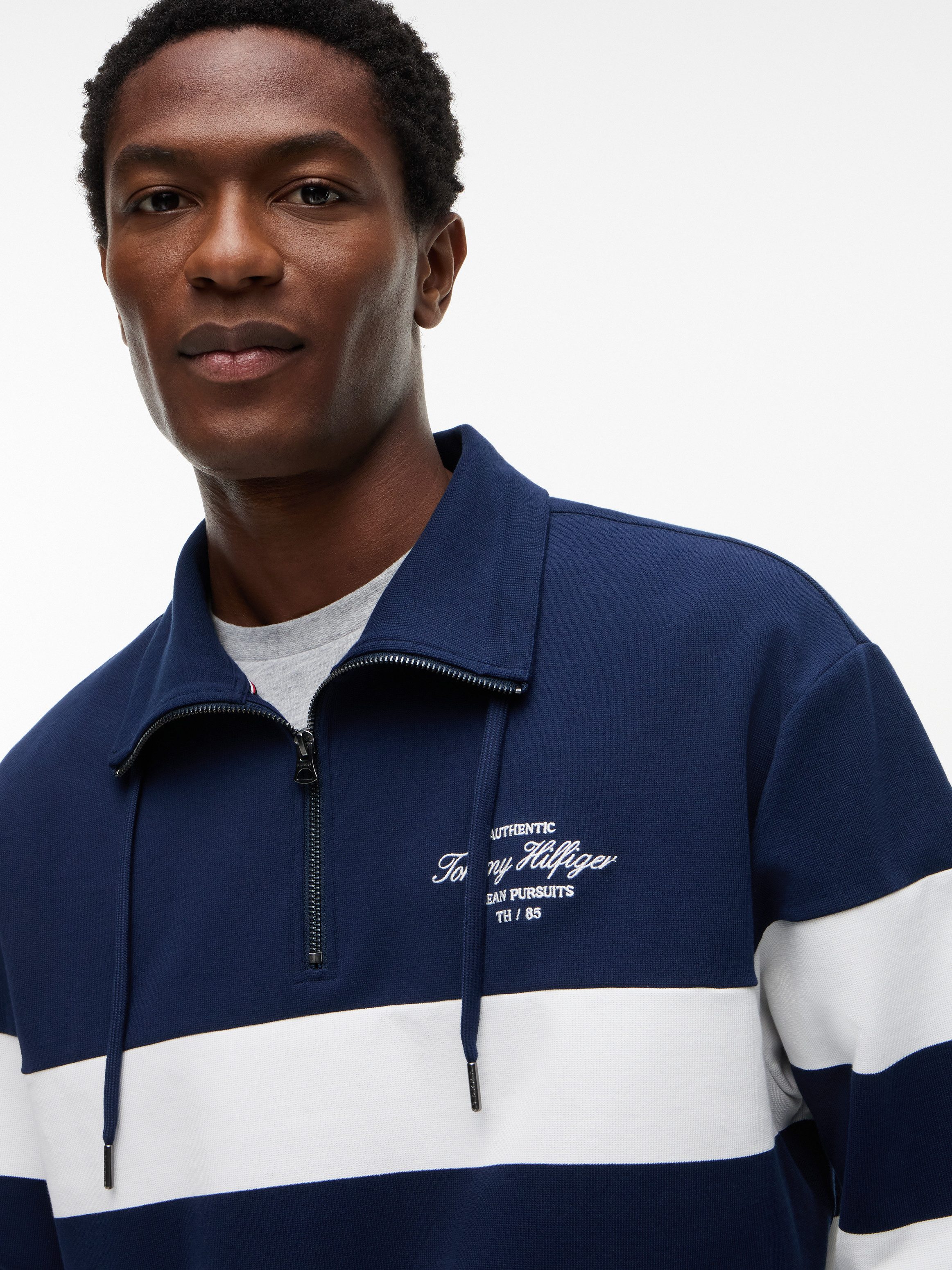 Tommy Hilfiger Sweatshirt NAUTICAL BLOCK STRIPE 1/4 ZIP mit Streifen, Mock Neck und Quarter-Zip