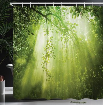 Abakuhaus Duschvorhang Moderner Digitaldruck mit 12 Haken auf Stoff Wasser Resistent Breite 175 cm, Höhe 180 cm, Wald Sunbeams in Woodland