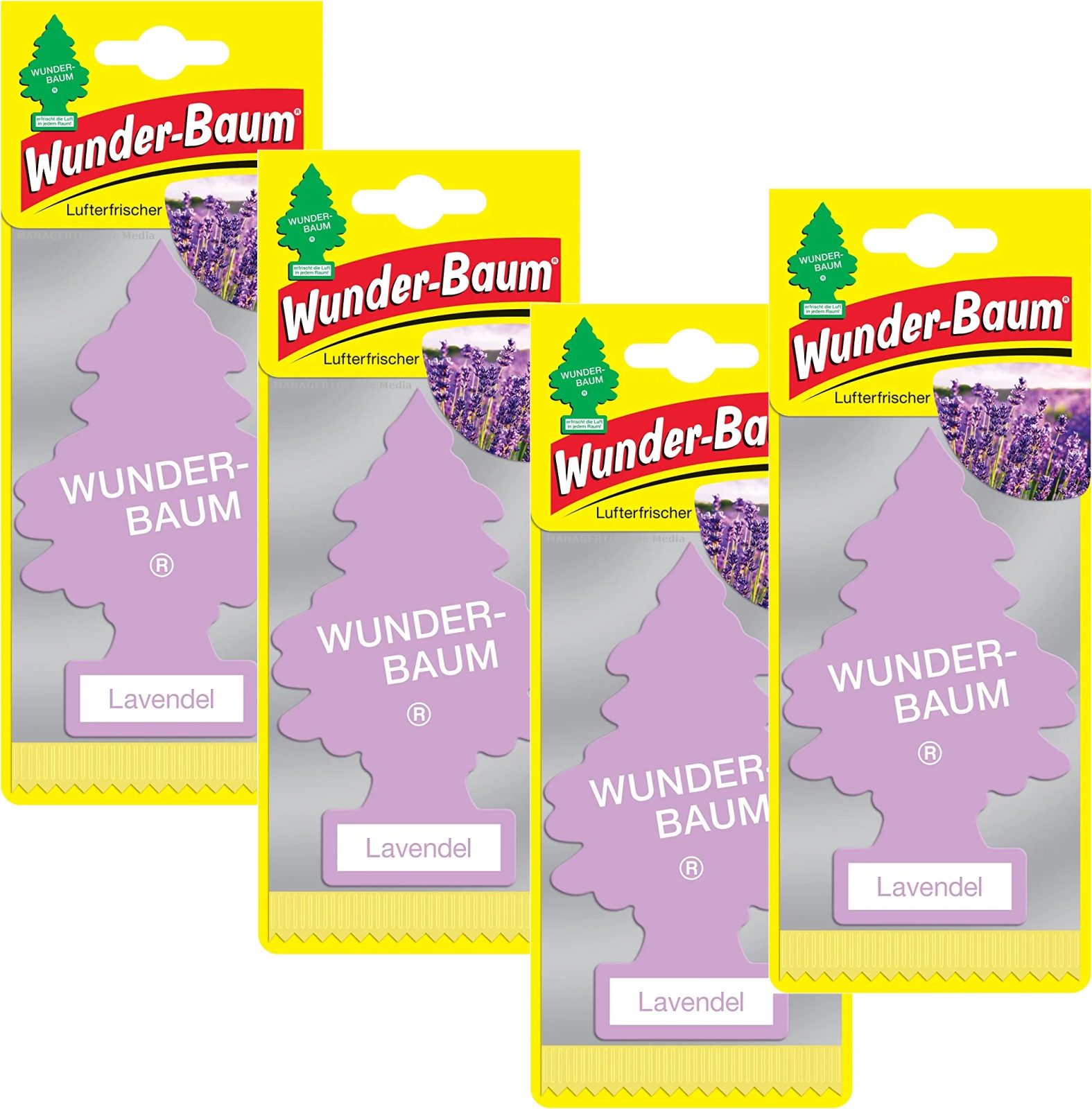 Raumduft 4er Duftbäumchen Lavendel Wunderbaum 4 Set Lufterfrischer