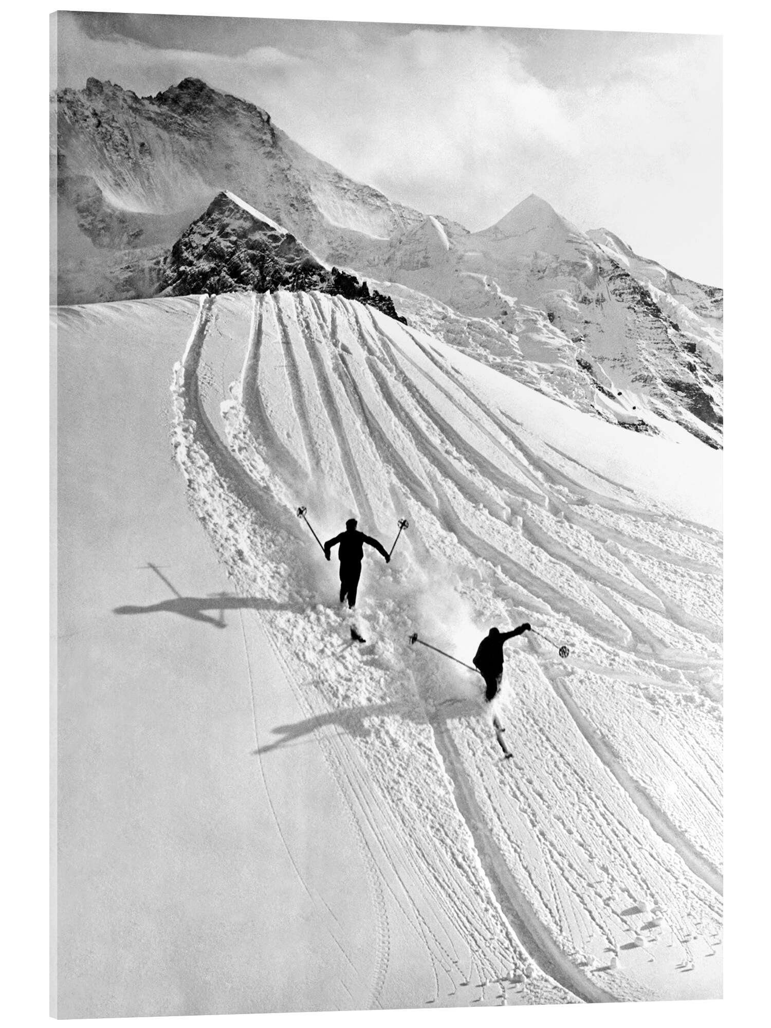 Posterlounge Wandbild Ski Abfahrt in den Bergen, 1937, Vintage Ski Collection, erhältlich als Poster, Leinwandbild, Wandsticker oder Acrylglasbild