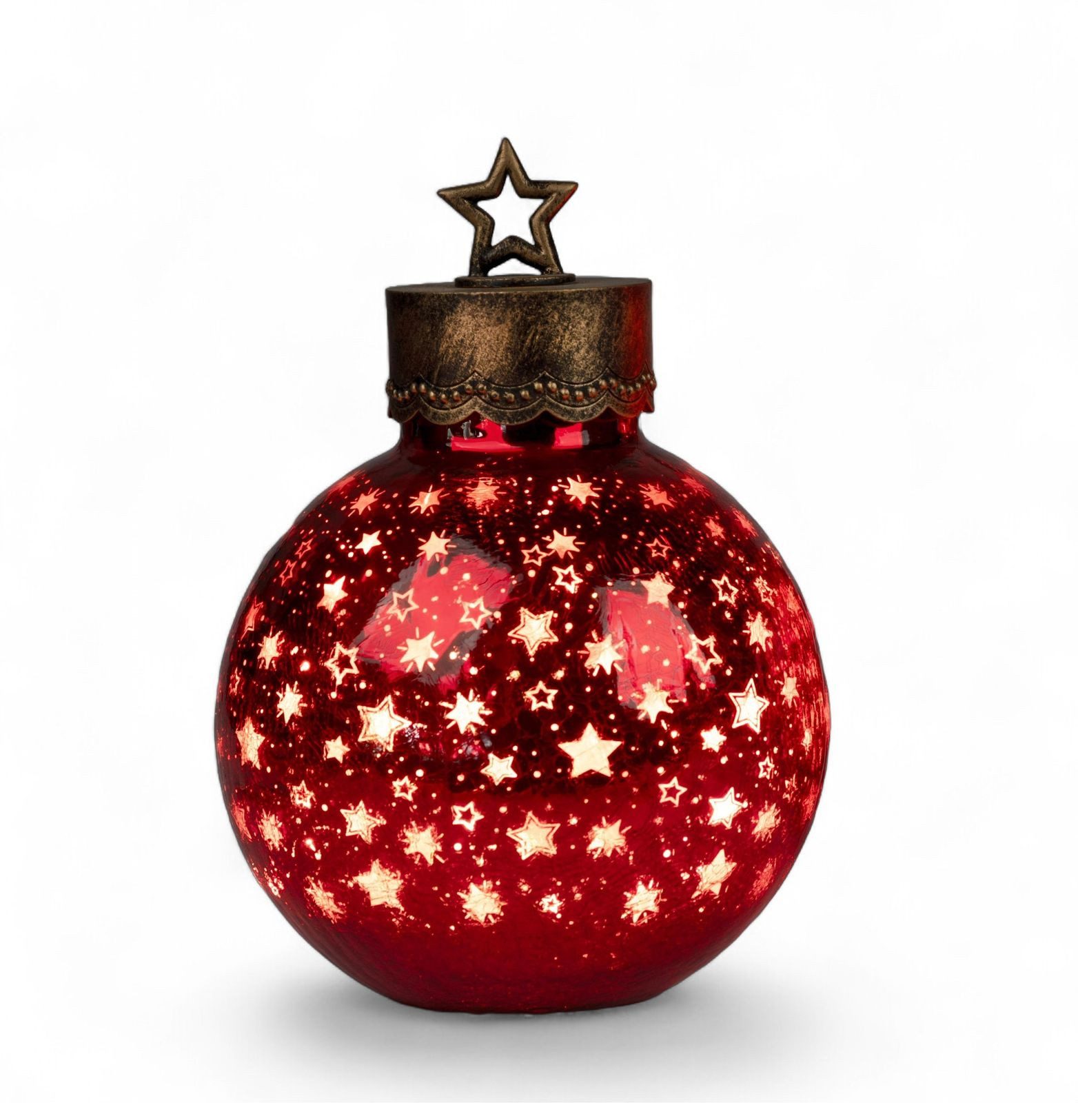formano LED Dekolicht XL Glas-Kugel 30 cm Sterne Rot Timer 6h/18h Weihnacht günstig online kaufen