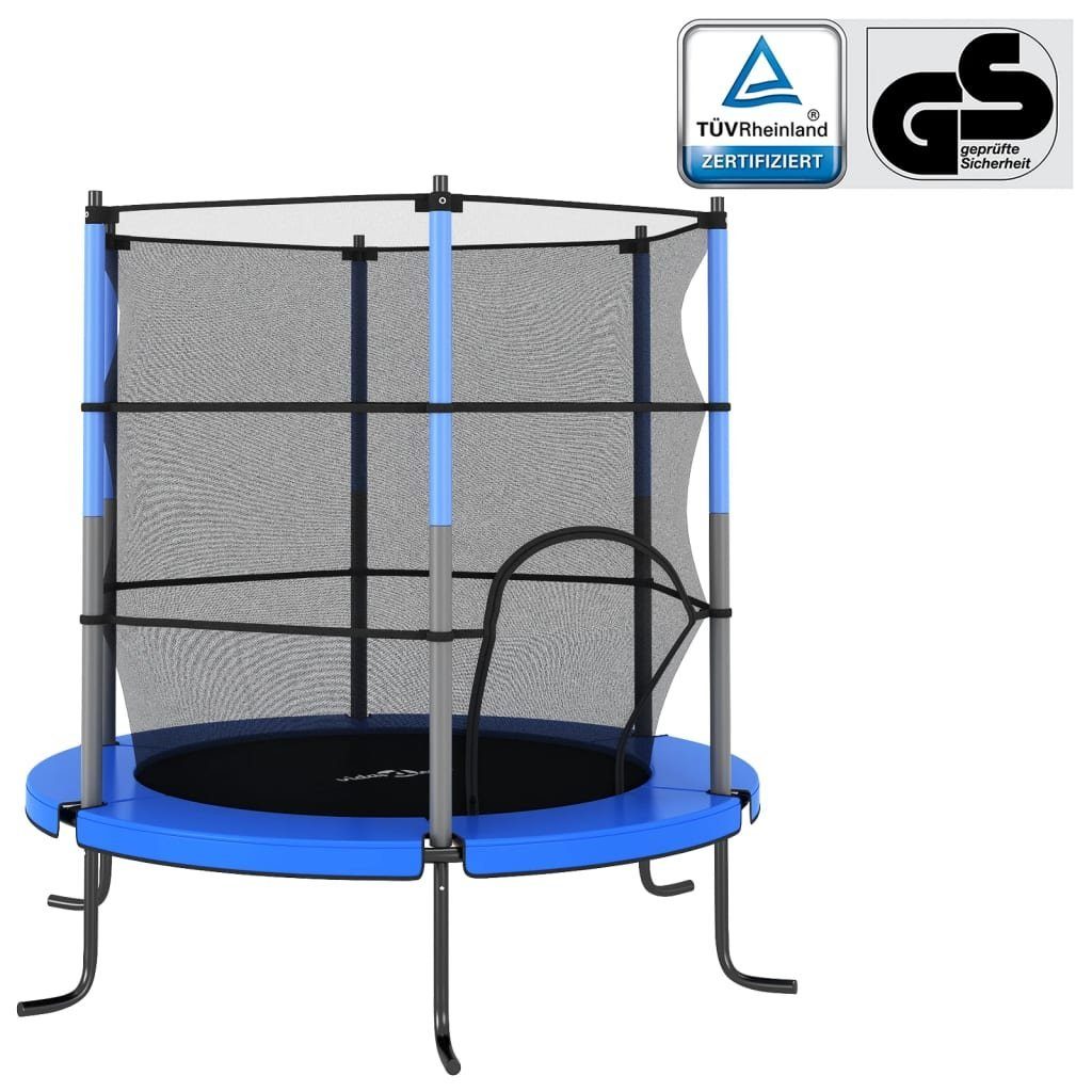 vidaXL Steckdose Trampolin mit Sicherheitsnetz Rund 140x160 cm Blau