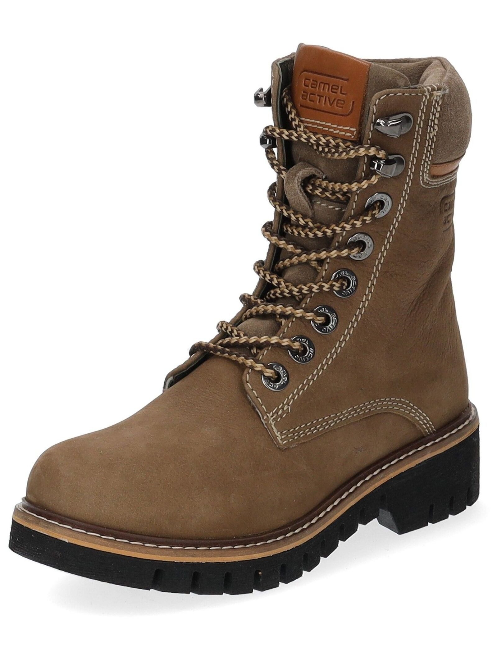Stiefelette Leder/Textil Schnürstiefelette