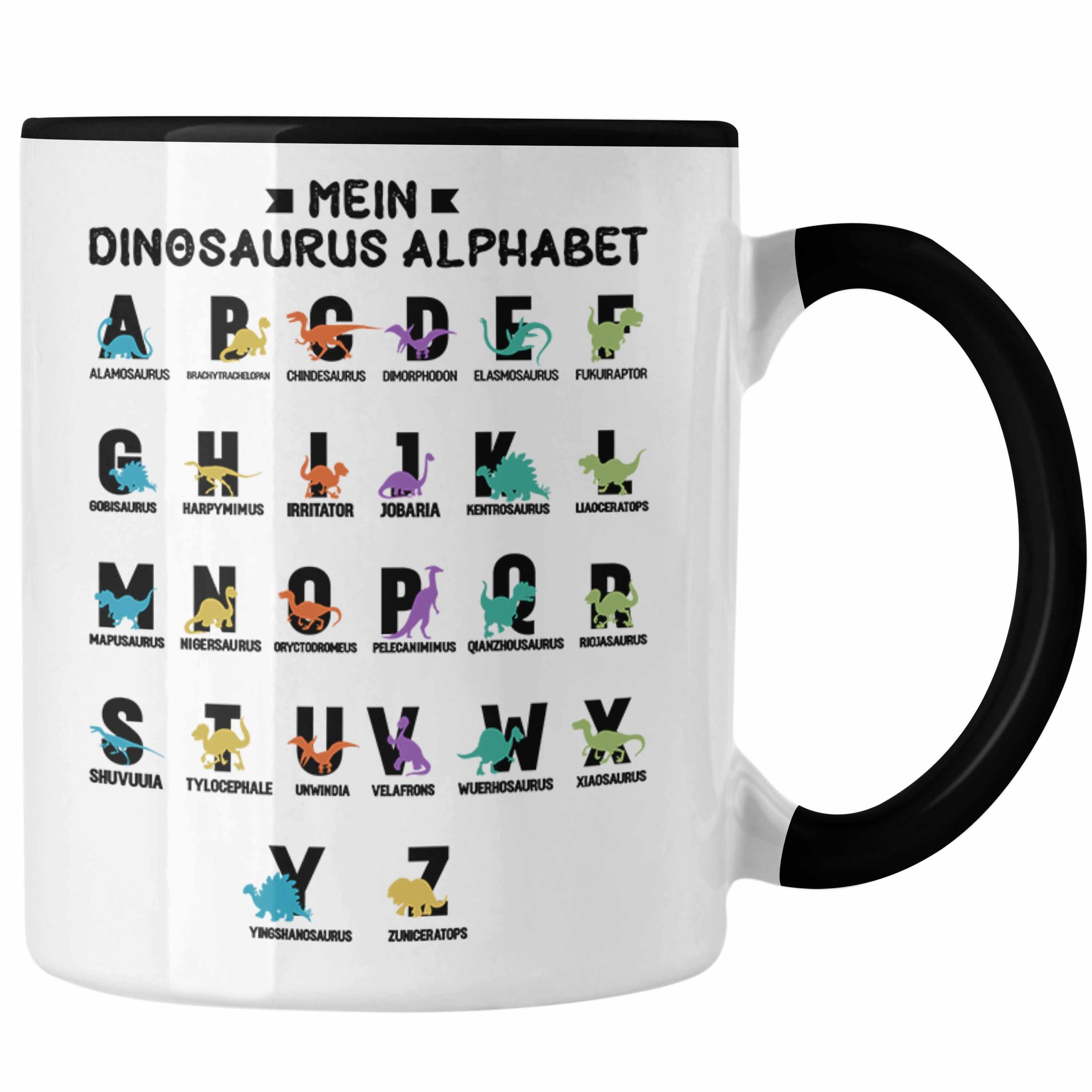 1. Klasse ABC Arten Dino Trendation Schwarz A-Z Alphabet Trendation Kinder Mein Dinosaurier Tasse Geschenk T-Rex - Grundschule