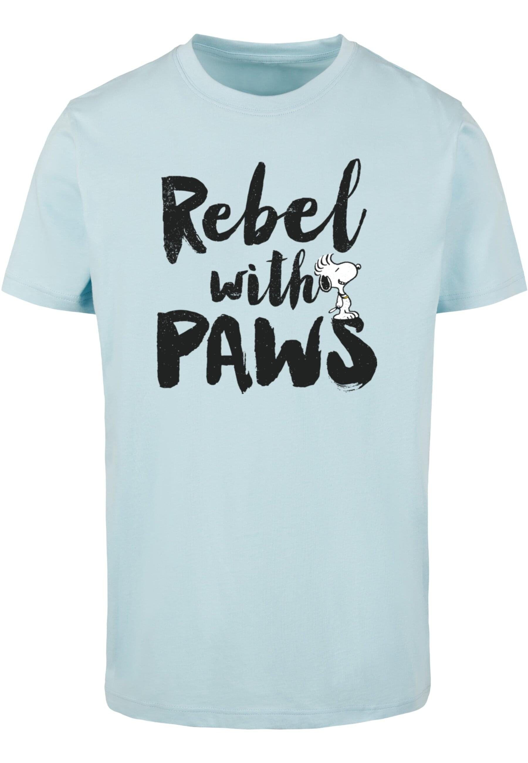 Merchcode T-Shirt Herren Peanuts - Rebel with paws T-Shirt Round Neck (1-tlg) oceanblue