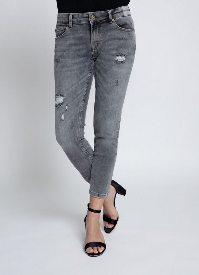 Zhrill 7/8-Jeans ANITA GREY Damen Momjeans 7/8 Cropped 5 Pocket Vintage  Slim Fit Anita