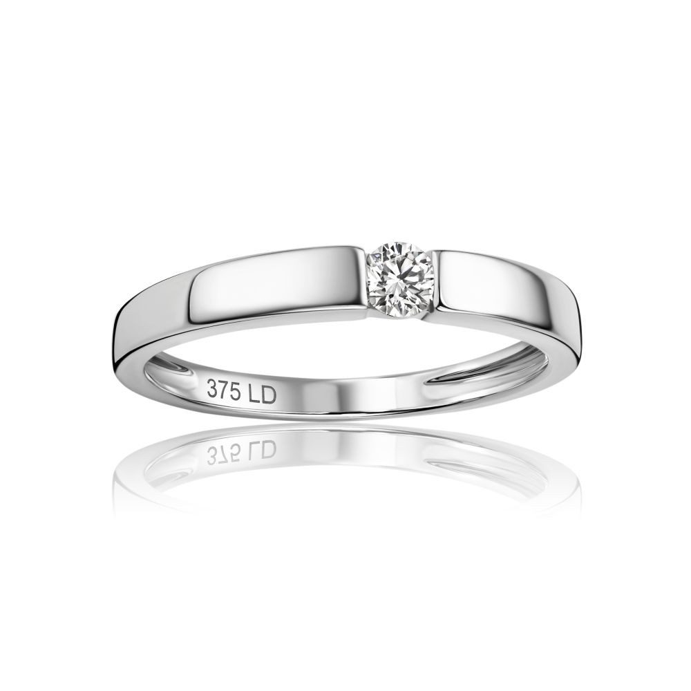 Miore Verlobungsring für Damen 9K (375) Weißgold mit Solitär Diamant 0,05 oder 0,10 ct, in Spannfassung - Echtgold