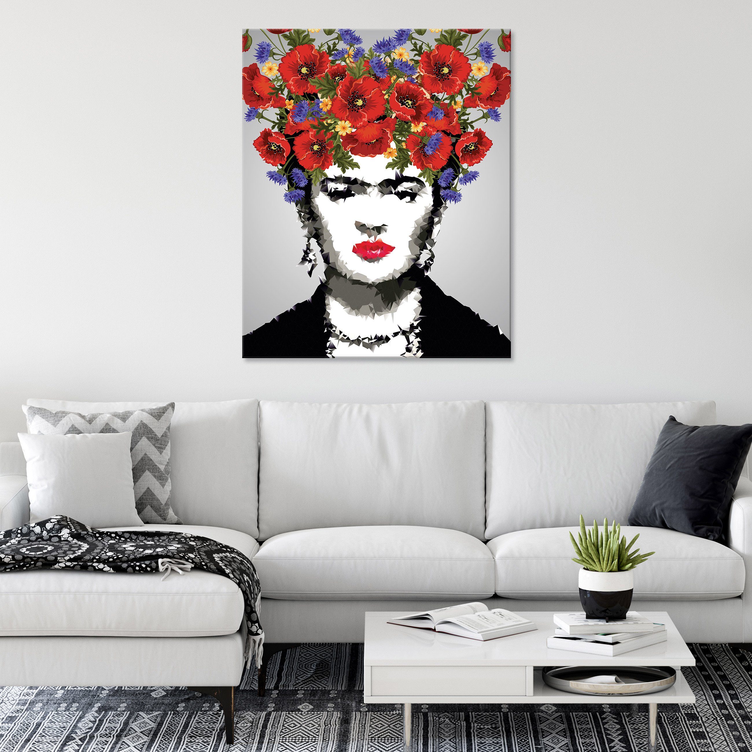Wallarena Leinwandbild Frida Kahlo Blumen Frau günstig online kaufen