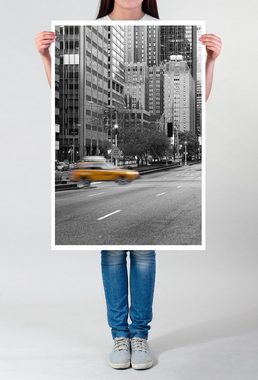 Sinus Art Poster 90x60cm Poster Naturfotografie Gelbes Taxi in New York City USA