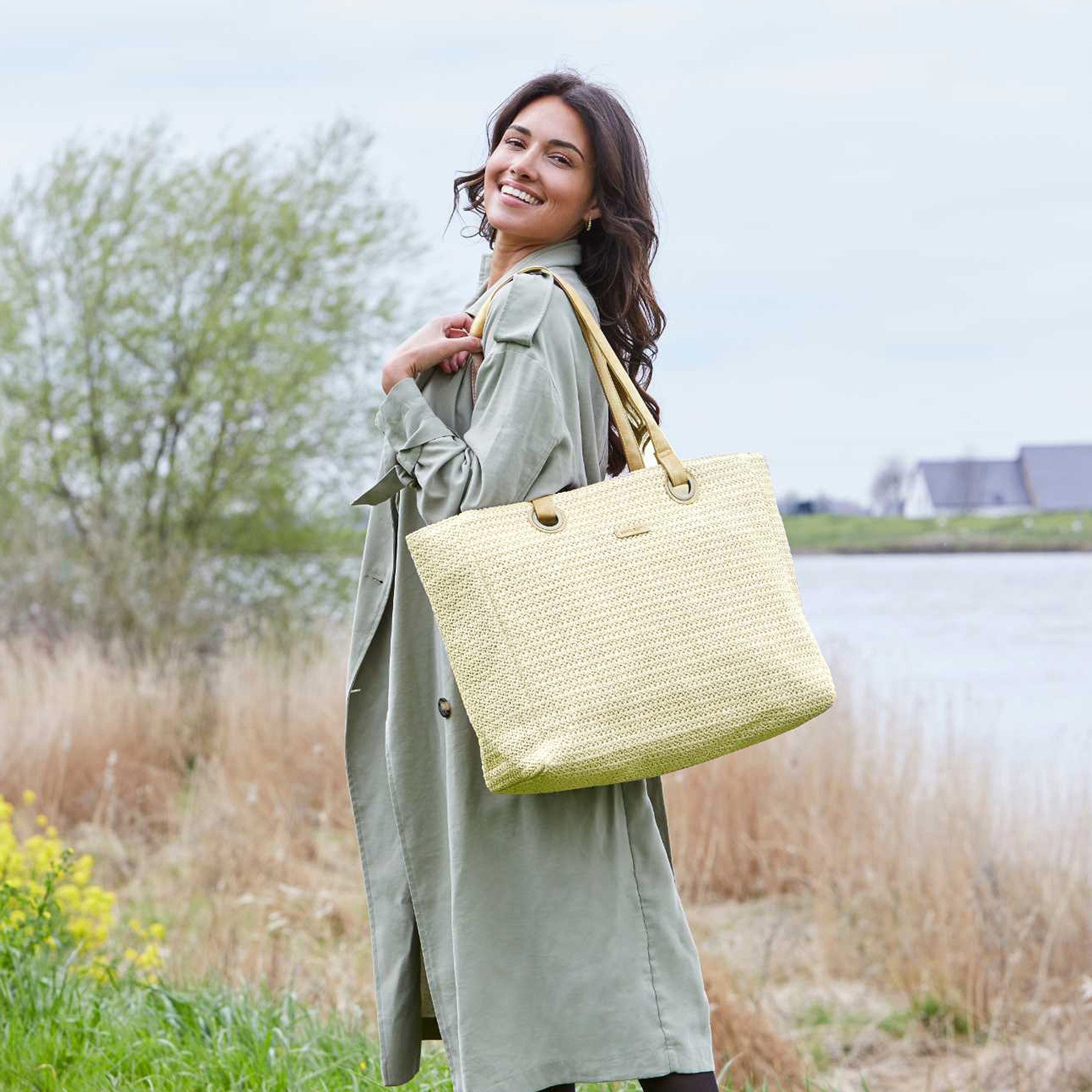 Enrico Benetti Strandtasche Badetasche mit Reißverschluss Damen Herren (Shopper, groß), in schöner Bastoptik