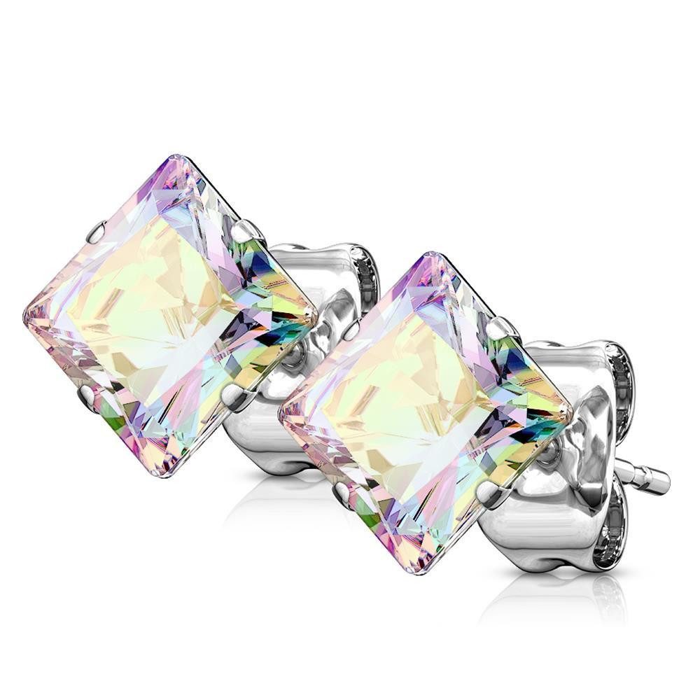 Ohrring-Set Regenbogen AB - Ohrstecker Zirkonia Silber aus Edelstahl Damen