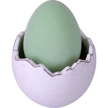 DekoTown Übertopf Ei Übertopf Pflanzentopf in Cremeweiß Osterdekoration Keramik, 10cm