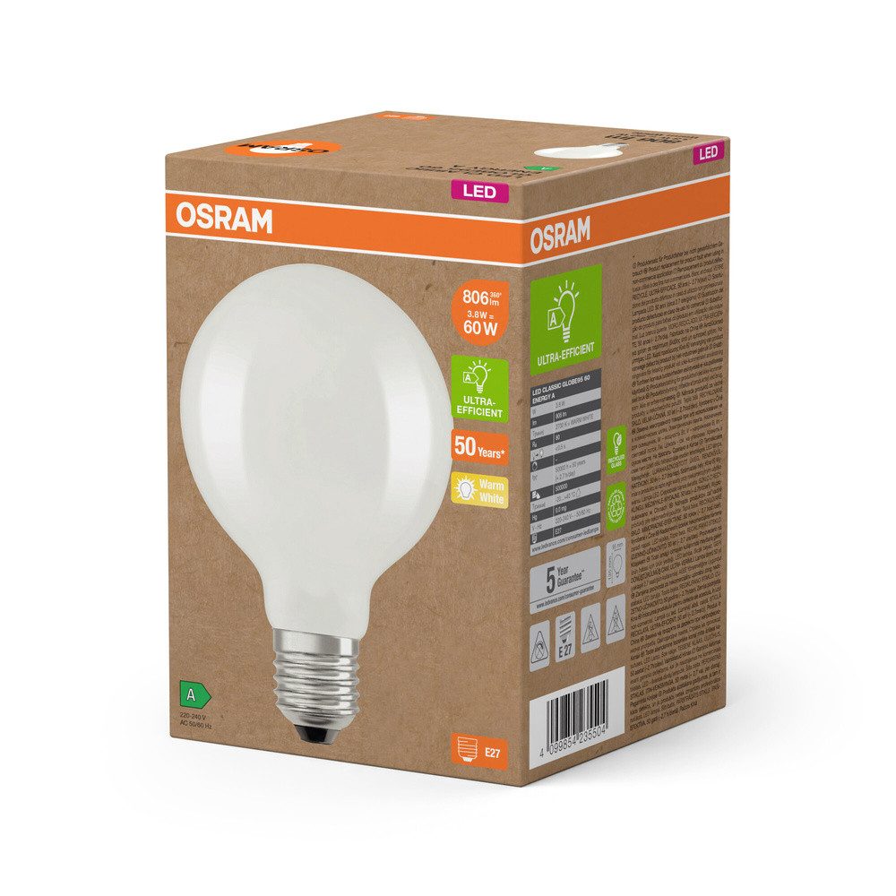Osram LED-Leuchtmittel OSRAM HOMELIGHTING 4099854235504 LED EEK A (A - G) E27 Globeform 3.8 W