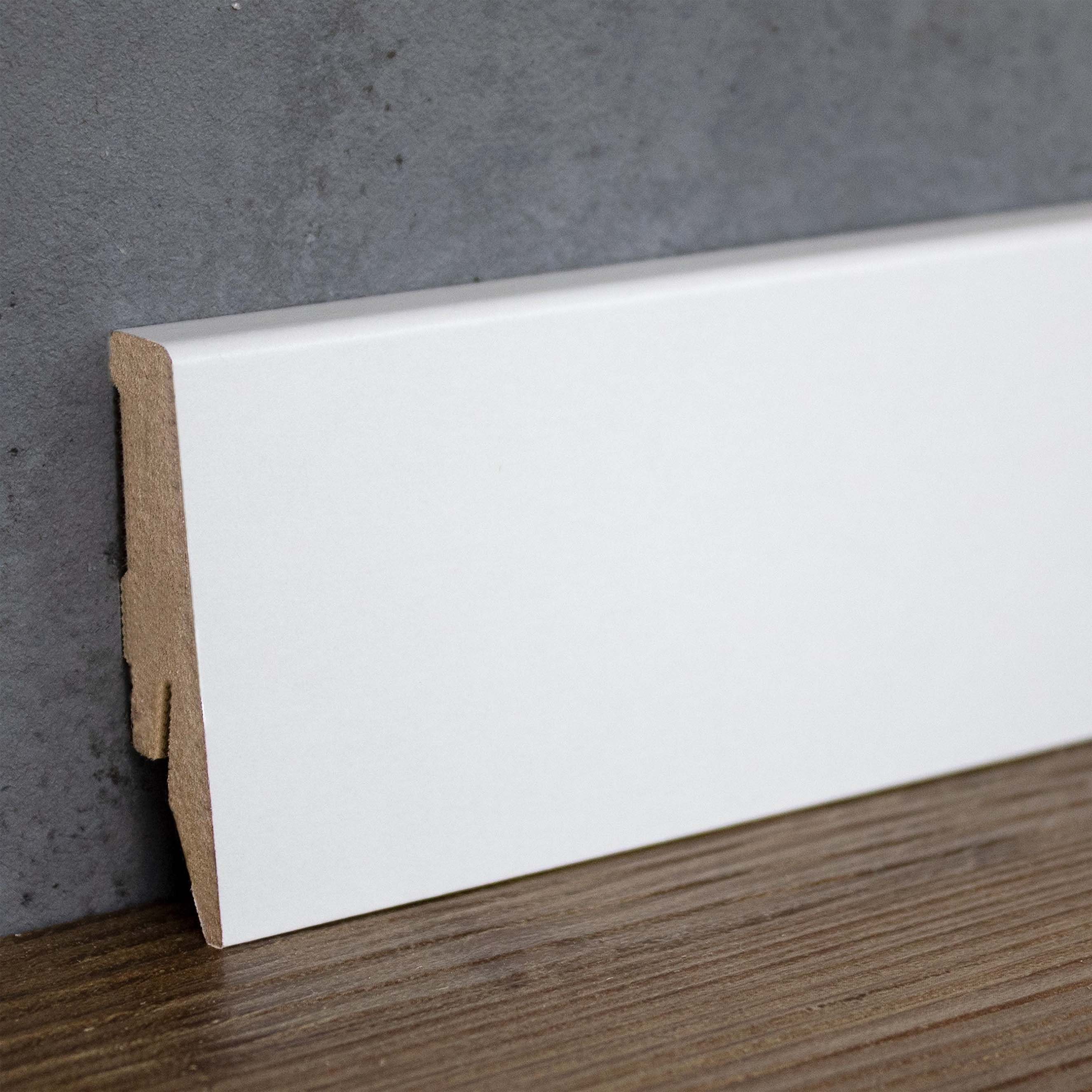 PROVISTON Sockelleiste MDF, 18 x 58 x 2500 mm, Weiß, Fußleiste, MDF foliert