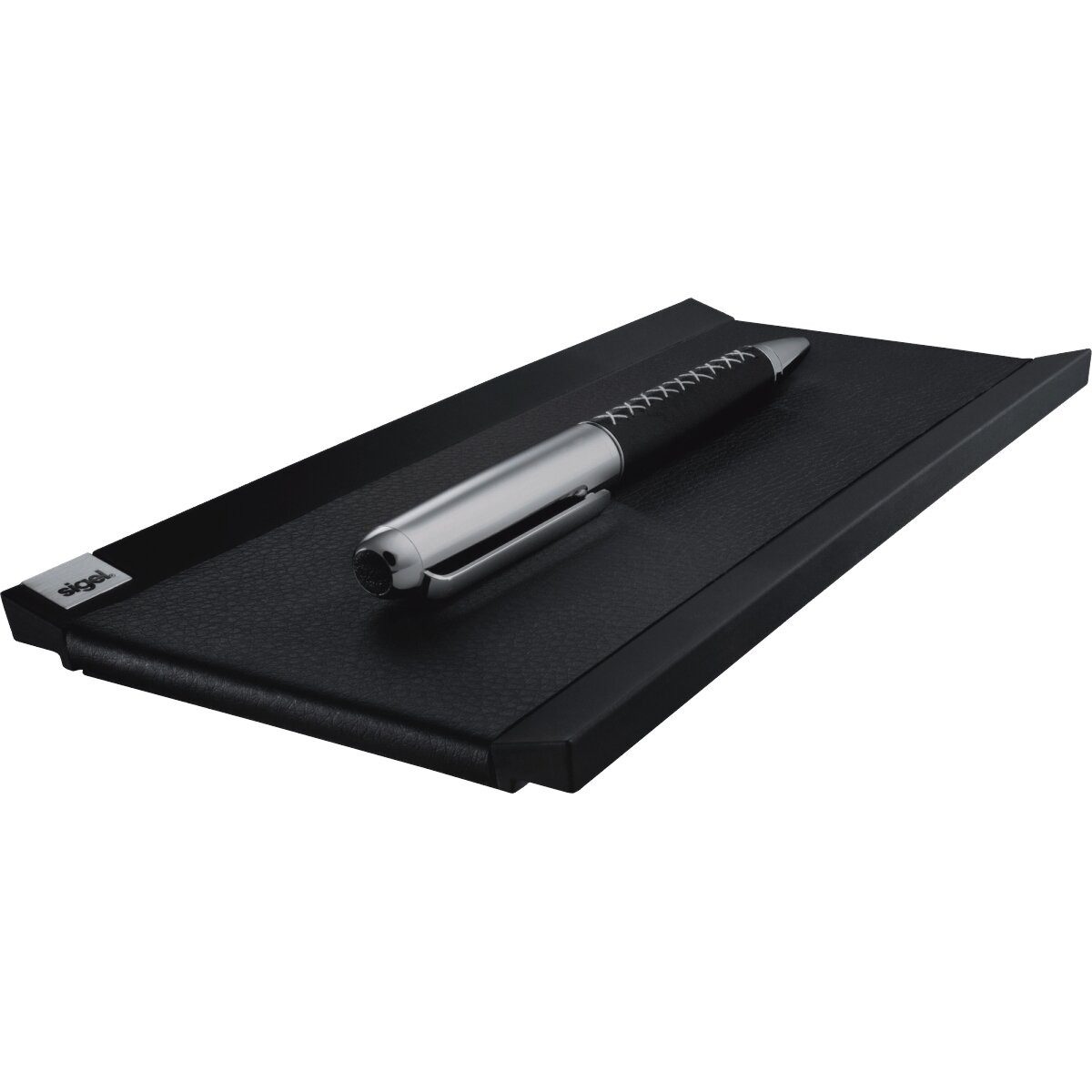 Sigel Tischaufsatz Stiftschale cintano : S saphirschwarzes Lederimitat B20x T1,1x H10cm