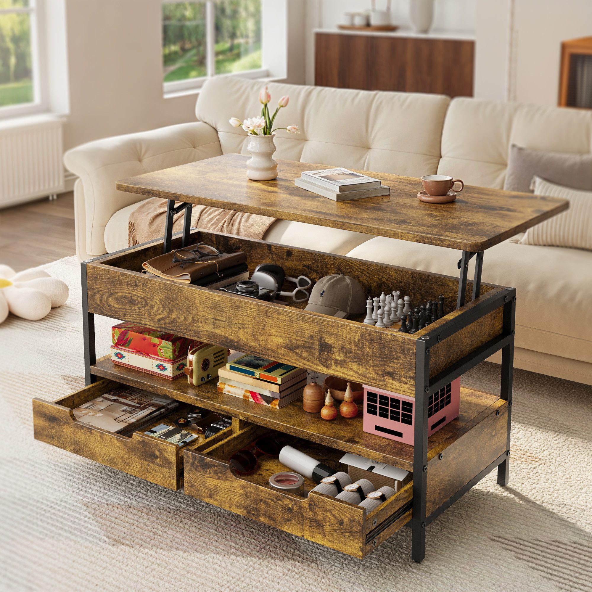 Bealife Couchtisch klappbar, Wohnzimmertisch mit Abnehmbarer günstig online kaufen