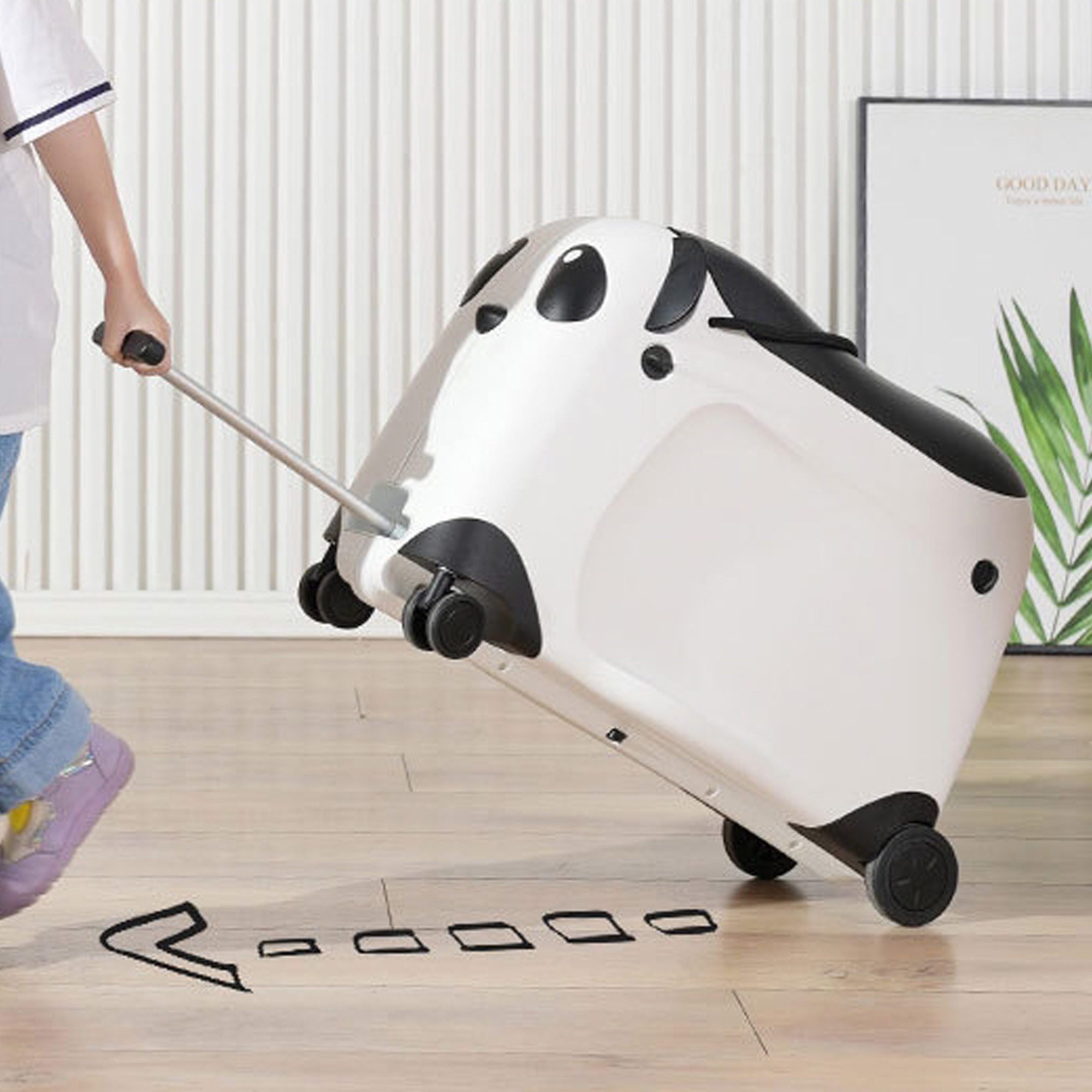 Berwin Kinderkoffer Panda Adventure Weiß-Rosa, 4 Rollen