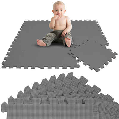 LittleTom Puzzlematte 9 Teile Baby Kinder Puzzlematte ab Null - 30x30cm, Baby Kinder Puzzlematte grau