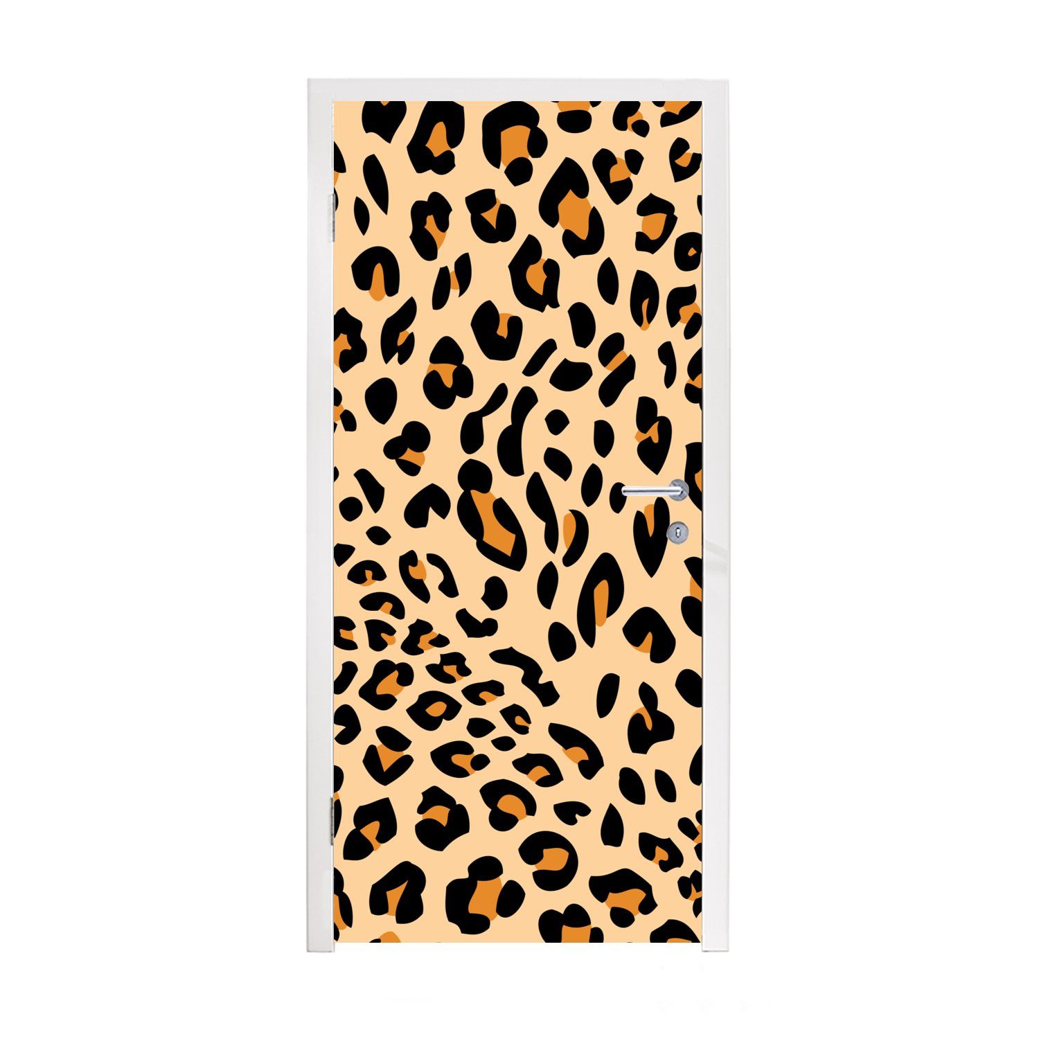 MuchoWow Türtapete Tiermuster - Panther - Leopard, Matt, bedruckt, (1 St), Fototapete für Tür, Türaufkleber, 75x205 cm