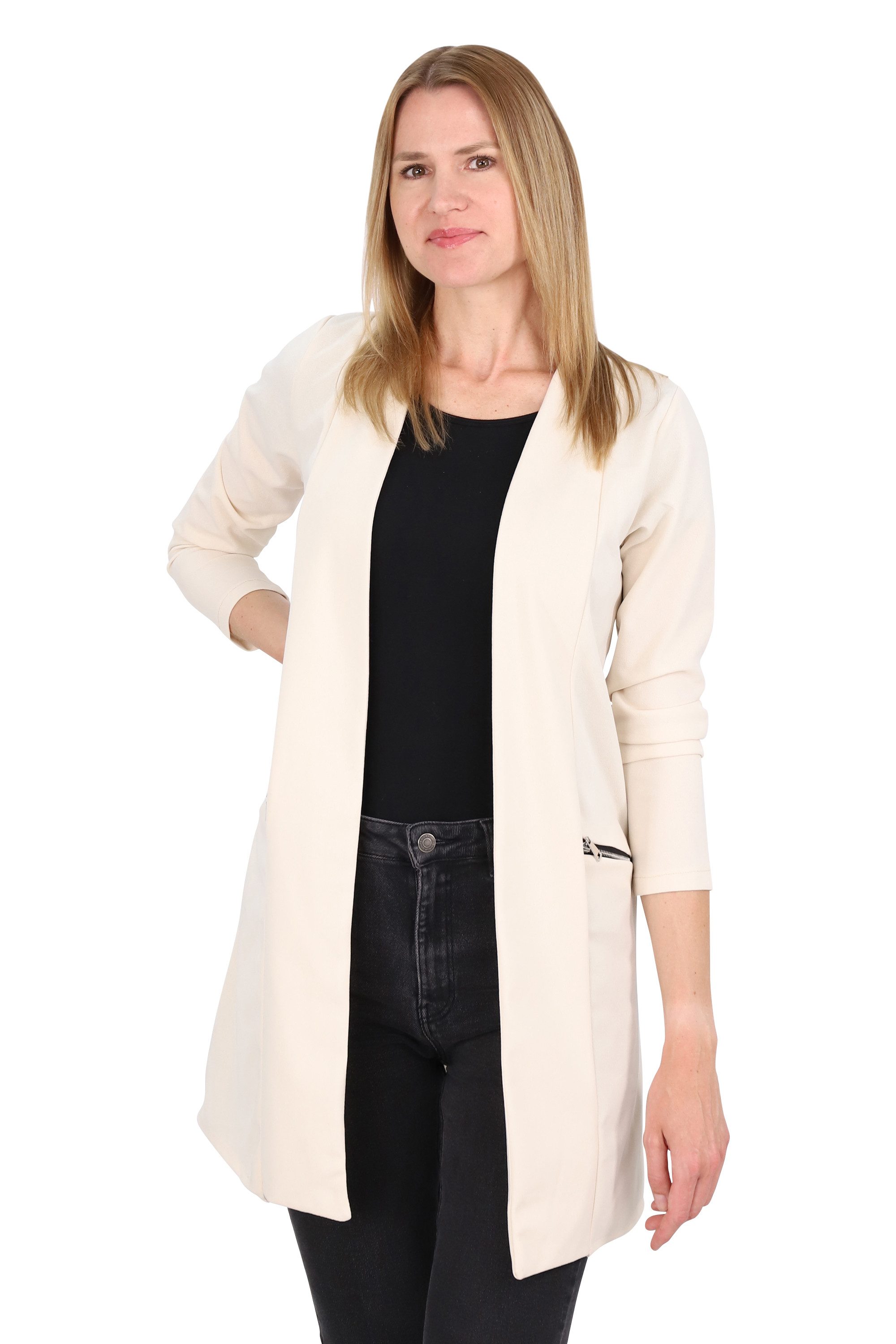 malito more than fashion Jackenblazer Long Blazer 6041 offener Long Blazer
