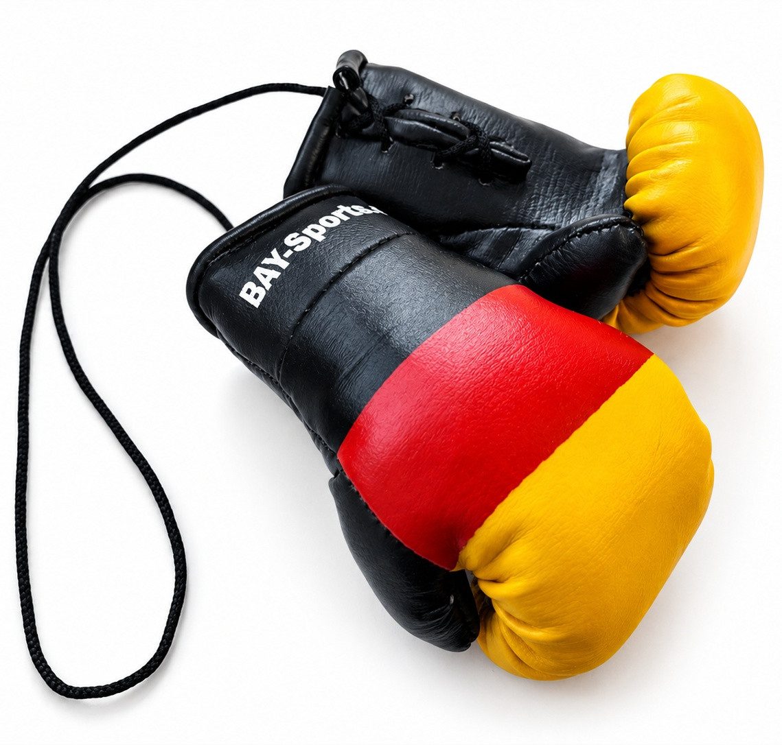 BAY-Sports Schlüsselanhänger Boxhandschuhe Mini Deko Boxen Geschenk Auto BRD Germany Deutschland, Deutschlandfarben BRD Look