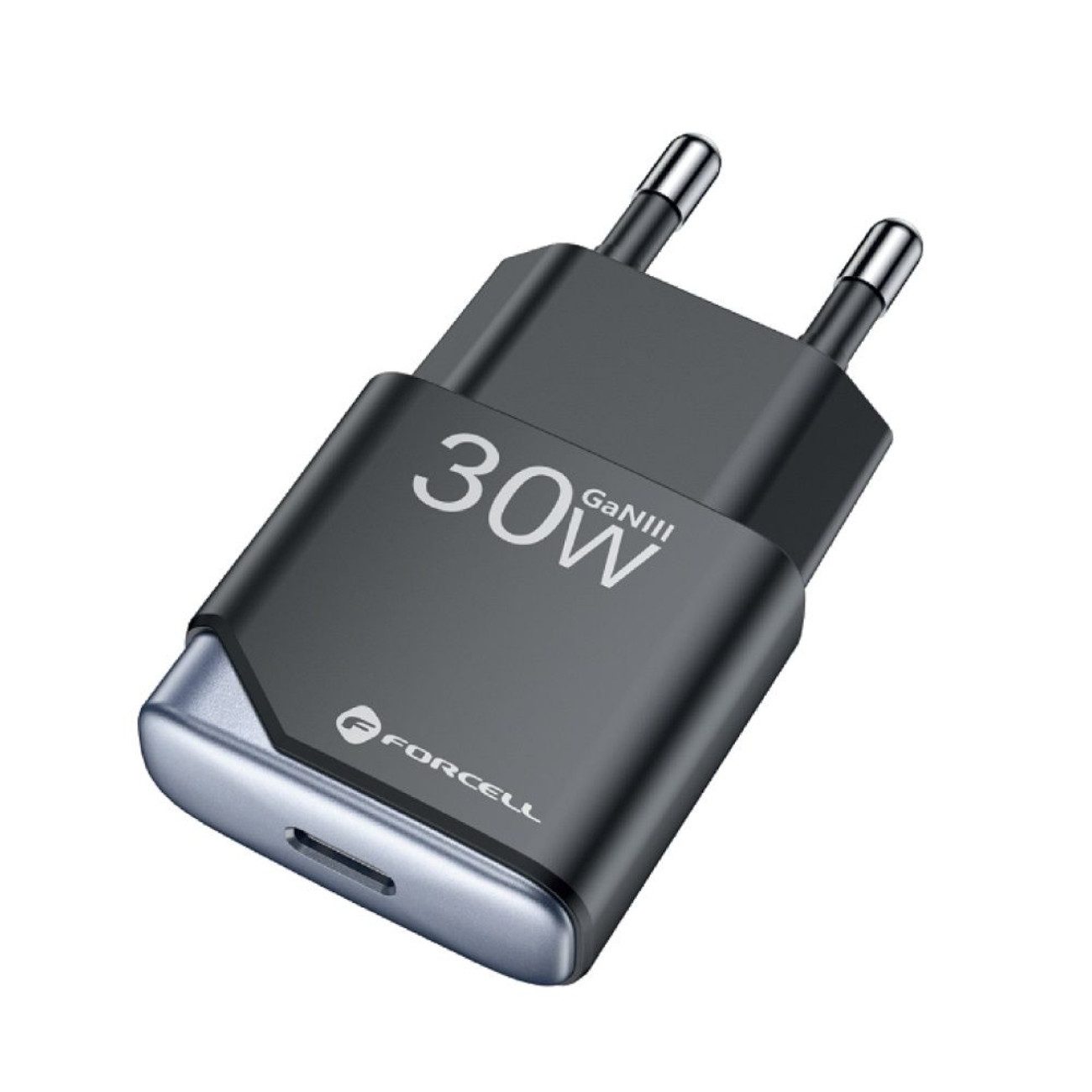 Forcell B130101-E USB-Ladegerät (3000 mA, Einzelladegerät, Einzelladegerät, Ultra Slim GaN III 30W Ladegerät mit QC 4.0 & PD)