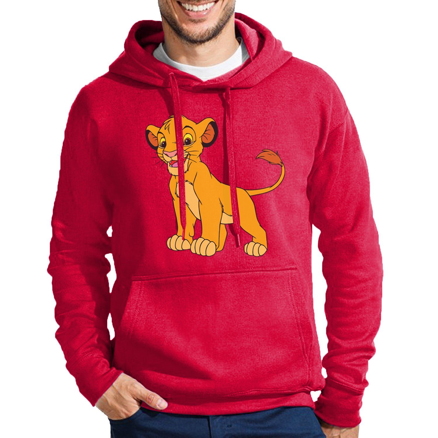 Blondie & Brownie Hoodie Herren Simba Könige der Löwen Logo Löwe Mit Kapuze Rot | Sweatshirts