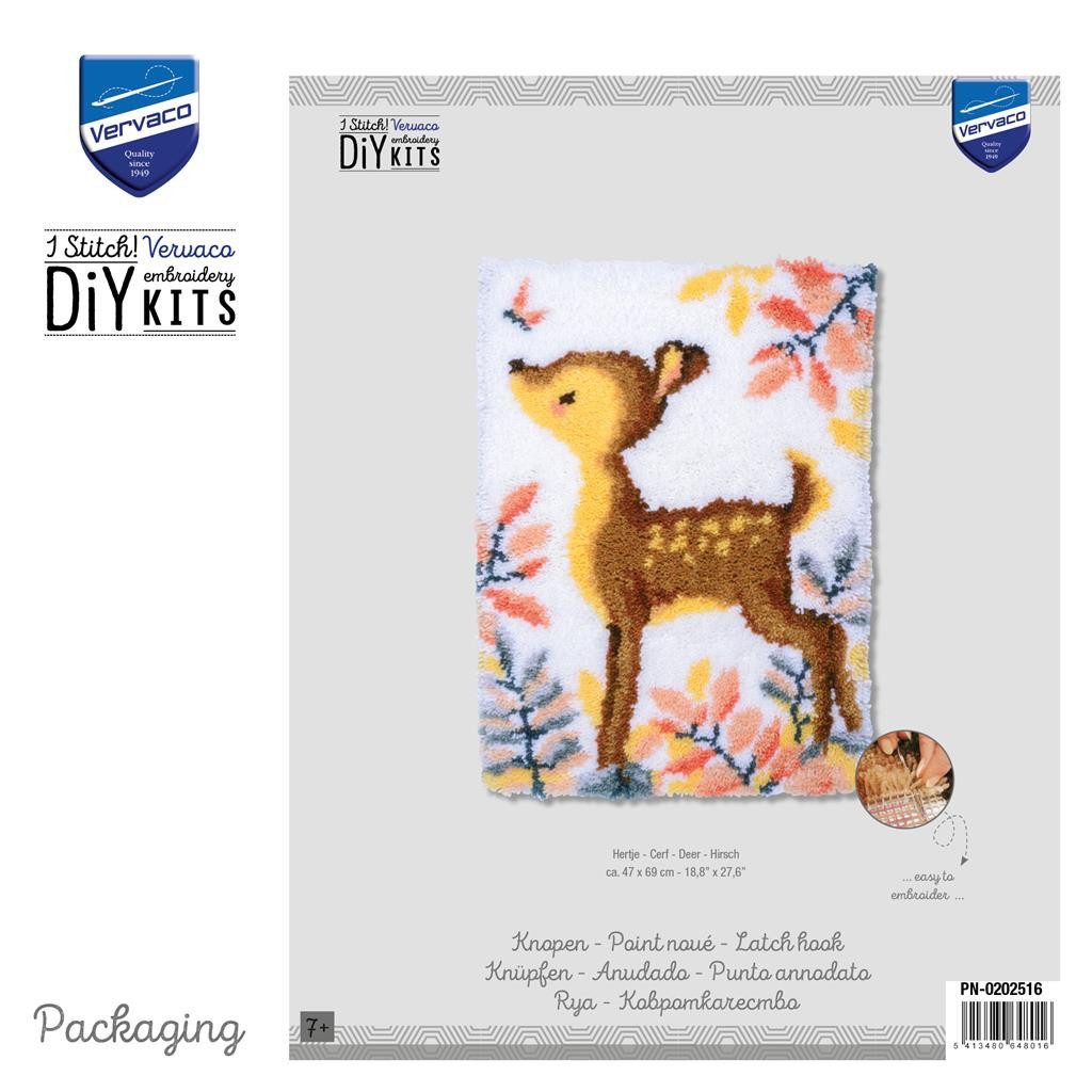 Vervaco Kreativset Vervaco Knüpfteppich / Wandbehangpackung Hirsch, (Set, Vervaco embroidery Kit), Made in Europe