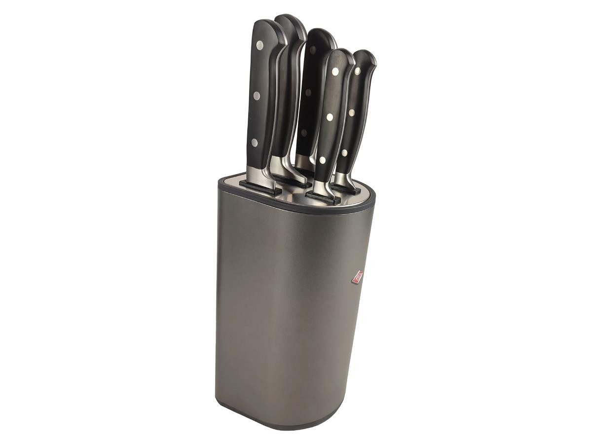 WESCO Messerblock Loft, mit 5 Küchenmessern Edelstahl Messer Set 6-tlg. – Mattgraphit
