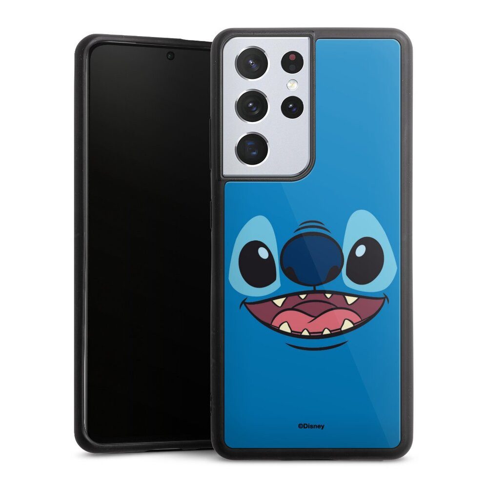 DeinDesign Handyhülle Lilo & Stitch Disney Offizielles Lizenzprodukt Stitch Closeup, Samsung Galaxy S21 Ultra 5G Gallery Case Glas Hülle