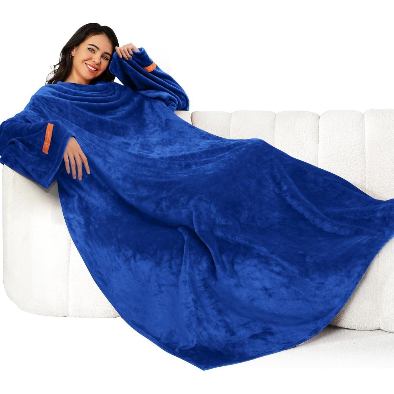 Wohndecke Decke mit Ärmeln, Kuscheldecke Weich Warm Flauschig, Tragbare Decke, LuxusKollektion
