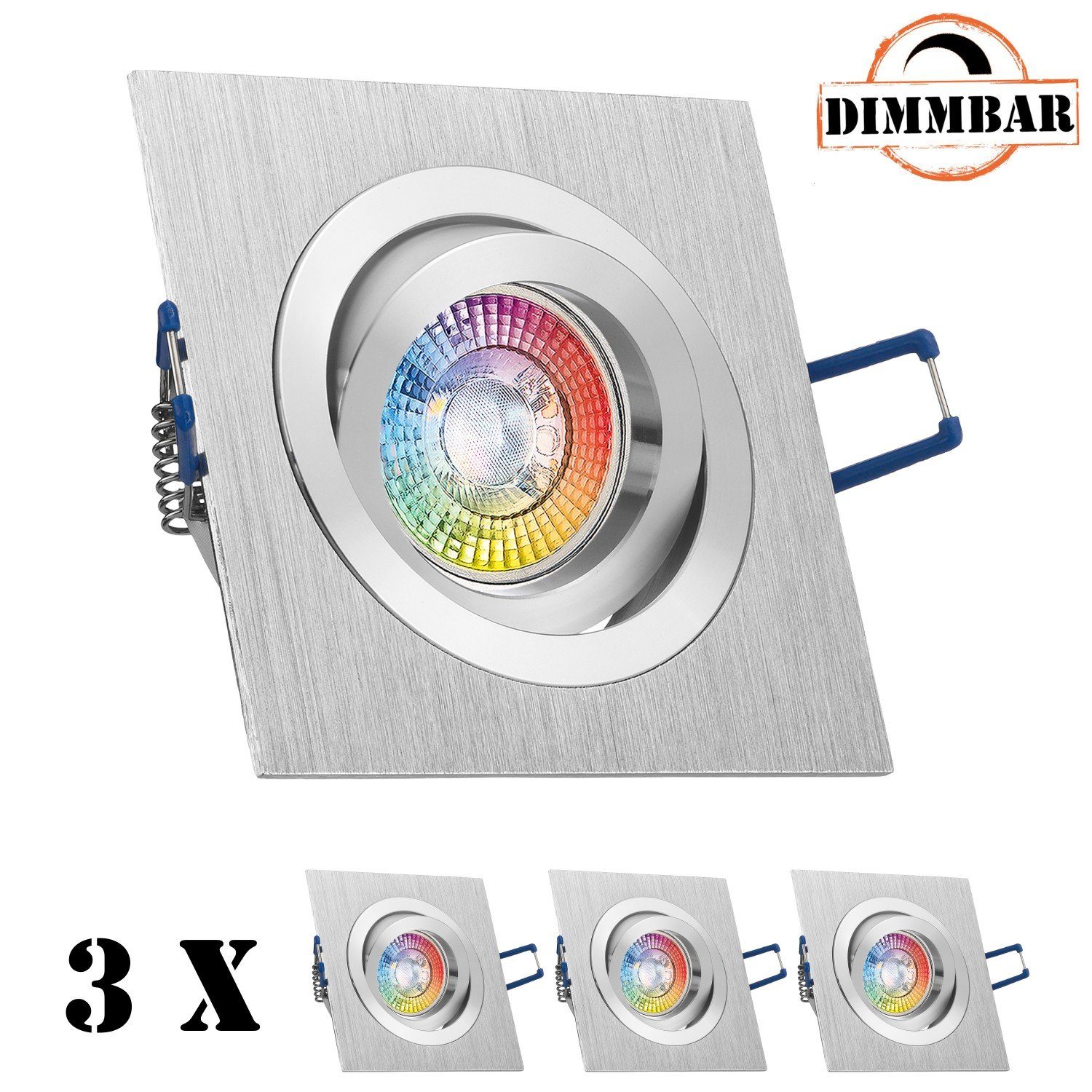 LEDANDO LED Einbaustrahler 3er RGB LED Einbaustrahler Set extra flach in bicolor - zweifarbig mit