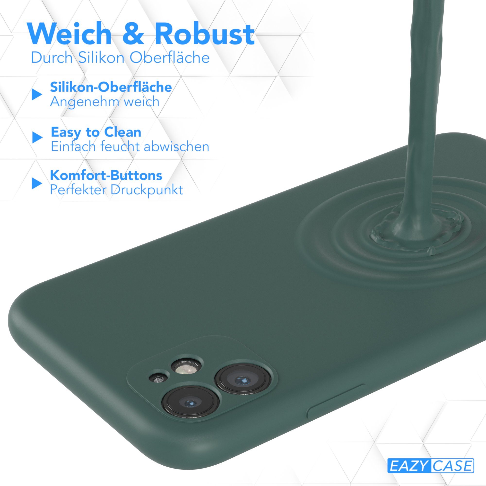 EAZY CASE Handyhülle für Apple iPhone 11 Hülle Silikon 6,1 Zoll, Silikon Schutzhülle mit Kameraschutz kratzfest bumper Grün / Nachtgrün – Bild 5 von 5
