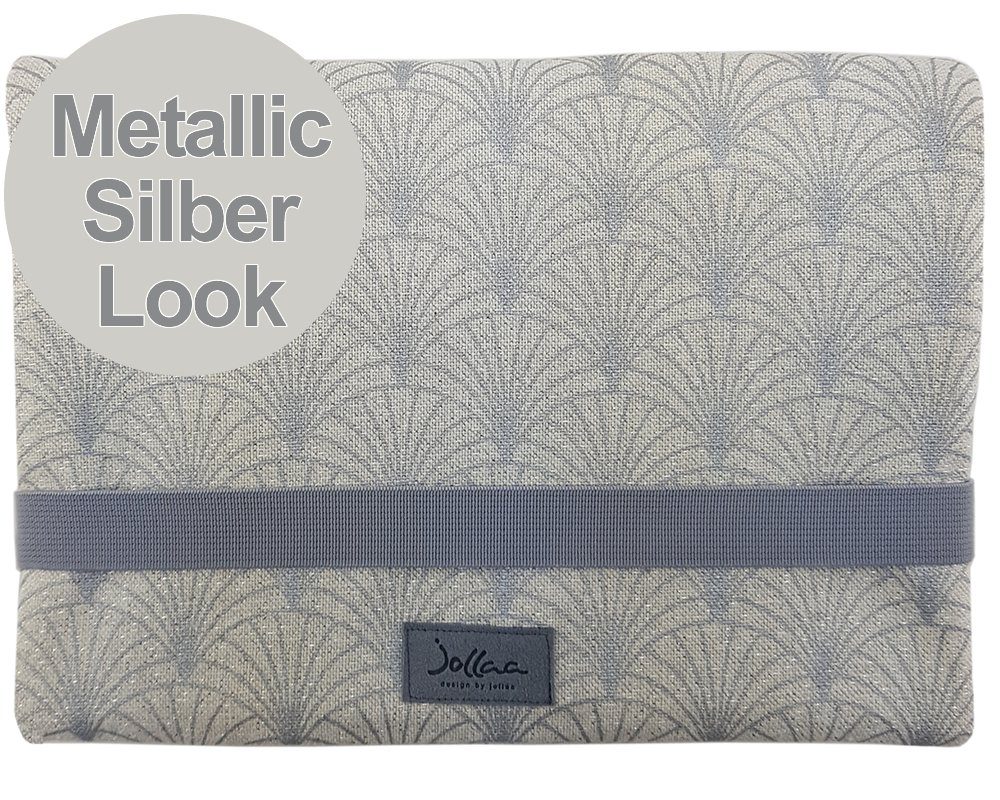 JOLLAA Windeltasche Silber Grau Glitzerlook, kleine Wickeltasche für Windeln & Feuchttücher, Wickelmäppchen