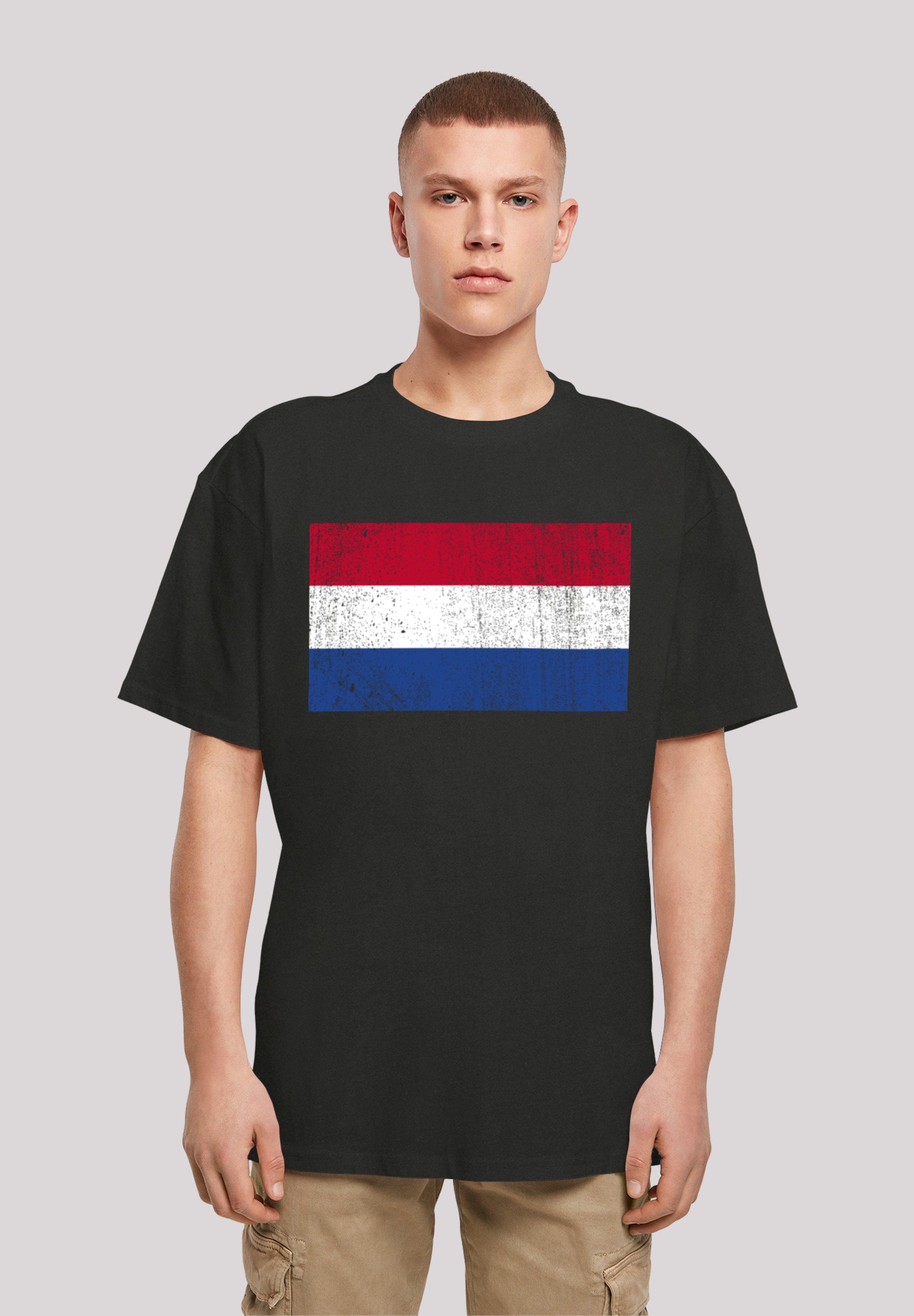 F4NT4STIC T-Shirt Netherlands NIederlande Holland Flagge distressed Print,  Weite Passform und überschnittene Schultern