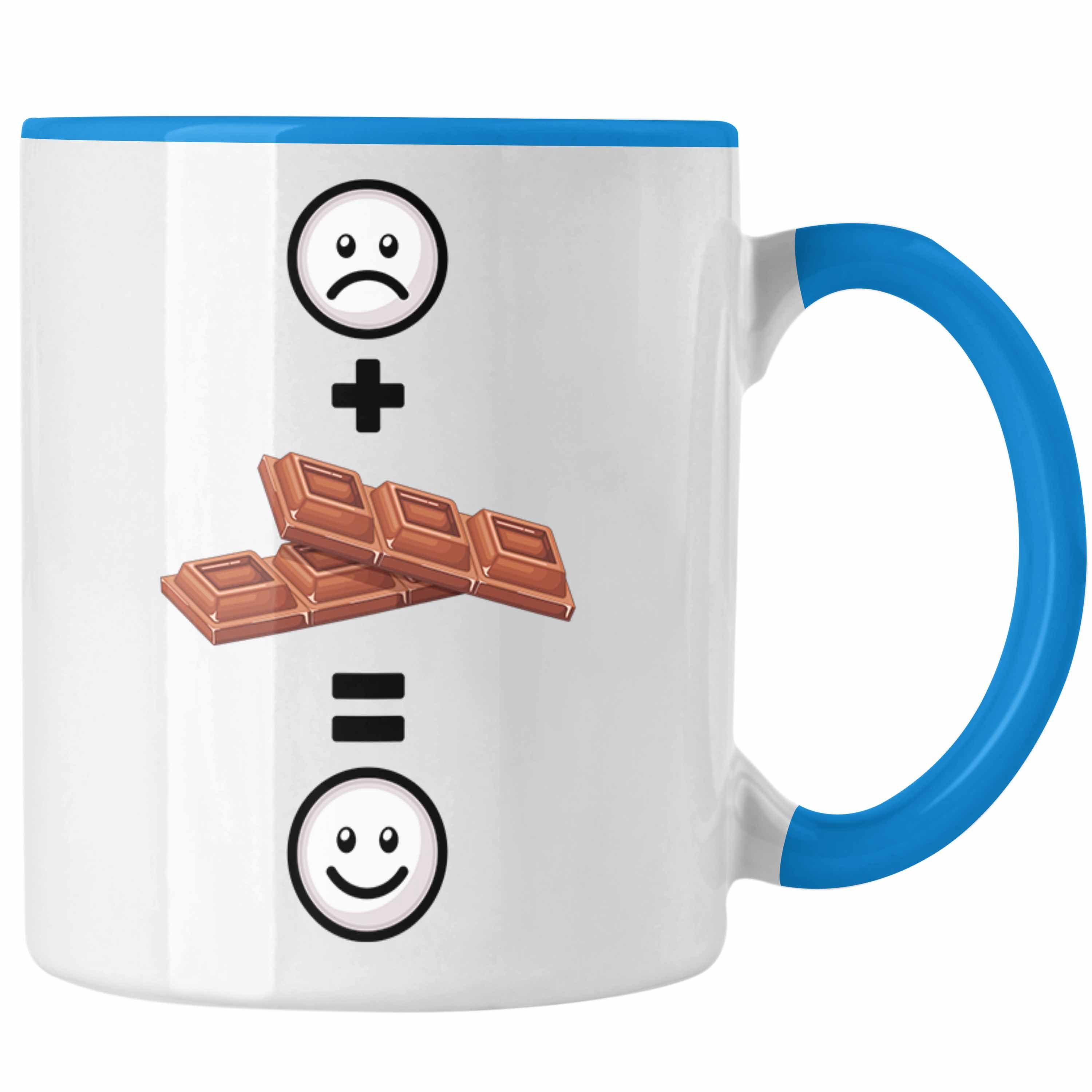 Trendation Tasse Schokolade Tasse Geschenk für Schoko-Liebhaber Lustige Geschenkidee :( Blau