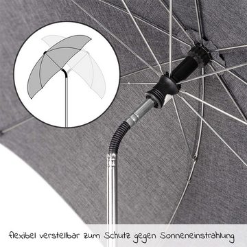 Zamboo Kinderwagenschirm Universal Melange Grey, Sonnenschirm Sonnenschutz für Kinderwagen & Buggy - UV Schutz 50+