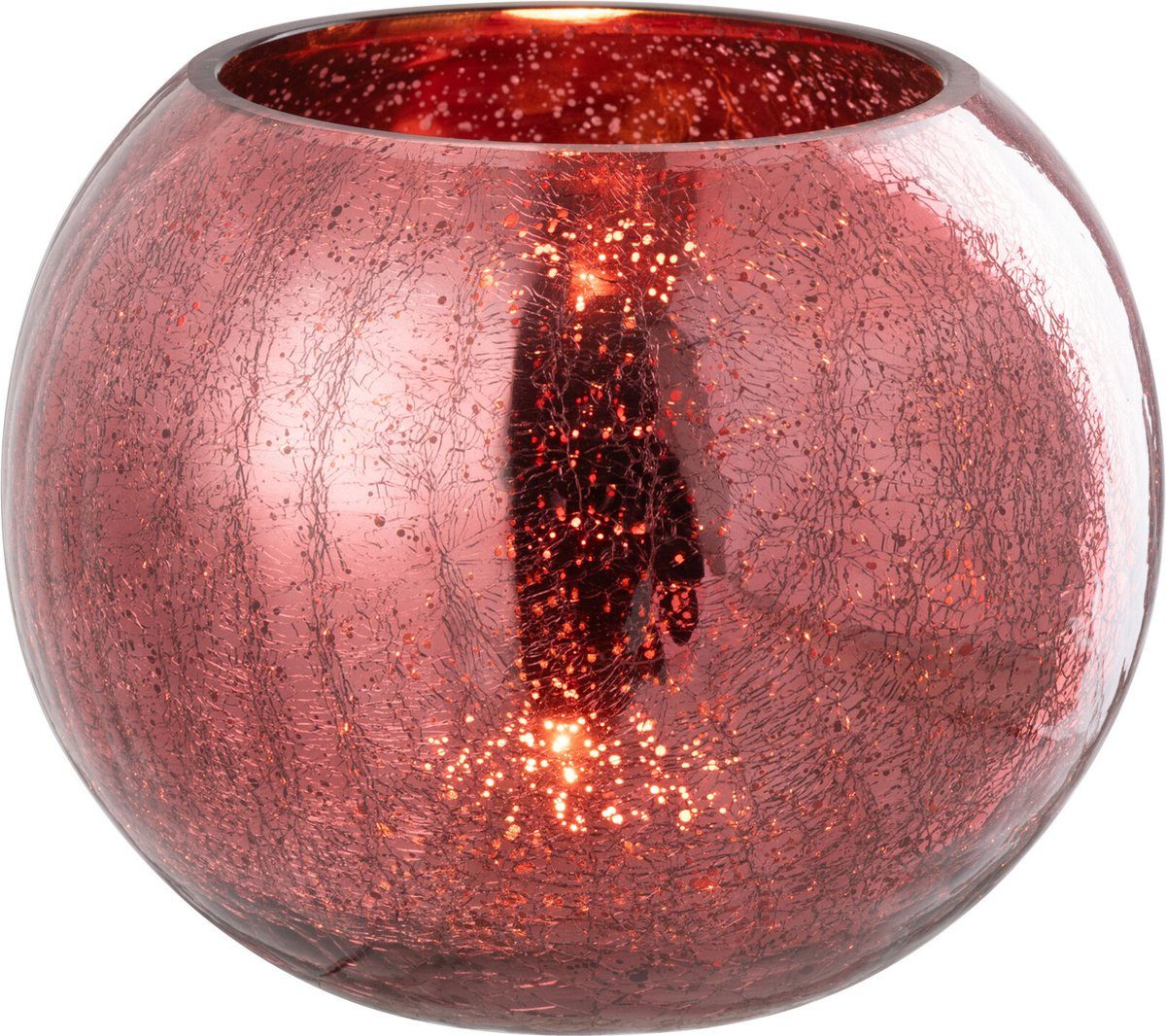 J-line Teelichthalter Bal Craquelé Glas Rosa Large (1 St), aus Glas