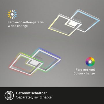 Briloner Leuchten LED Deckenleuchte 3755-019, LED fest verbaut, Farbwechsler, Kaltweiß, Neutralweiß, Tageslichtweiß, Warmweiß, CCT, RGB Backlighteffekt, Fernbedienung, aluminiumfarbig, 59,7 cm