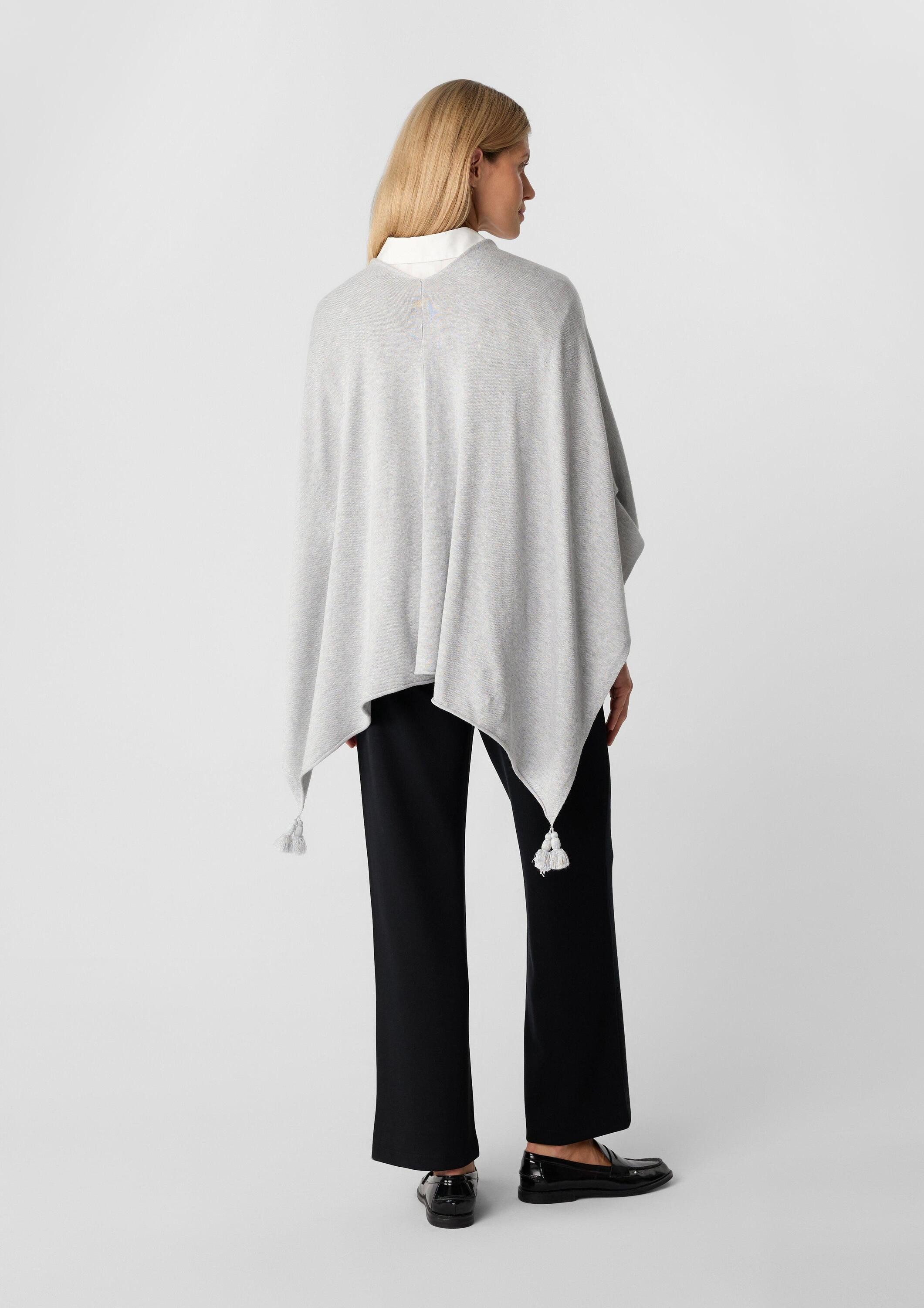 comma Poncho Indoor-Poncho Weicher Feinstrick-Poncho mit Quasten