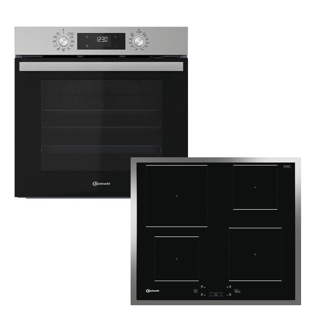 BAUKNECHT Backofen-Set BAKO 740 IND IN, mit 1-fach-Teleskopauszug, Hydrolyse, GentleSteam – für ein saftiges Inneres und ein knuspriges Äußeres