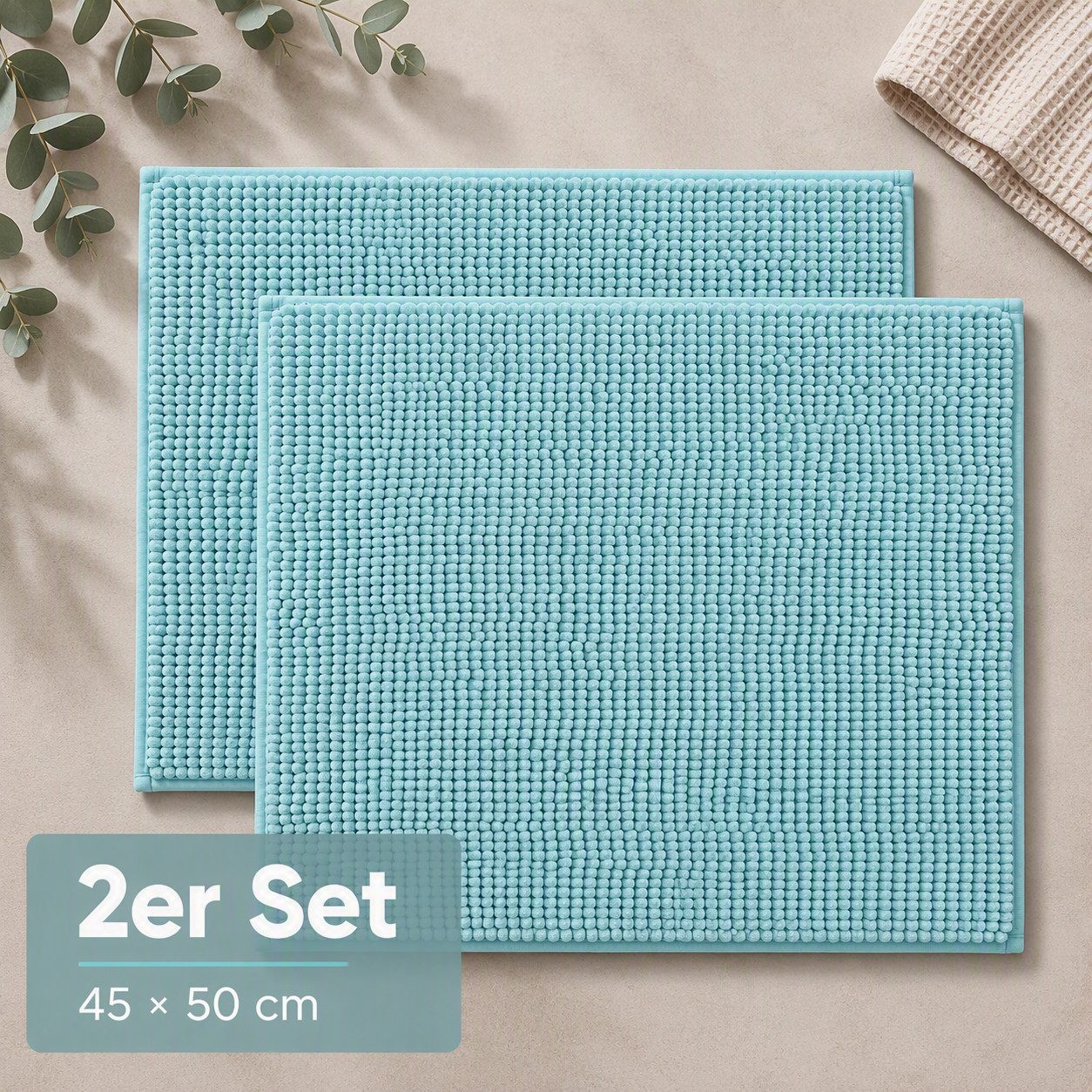 OTTO home Badematte Vanessa Chenille, Standard & Premium, 15cm oder 20cm, auch als 2er Set, rutschhemmend beschichtet, schnell trocknend, strapazierfähig, fußbodenheizungsgeeignet, Polyester, rechteckig, 2-tlg. 45 cm x 50 cm, Uni Farben, besonders weich,
